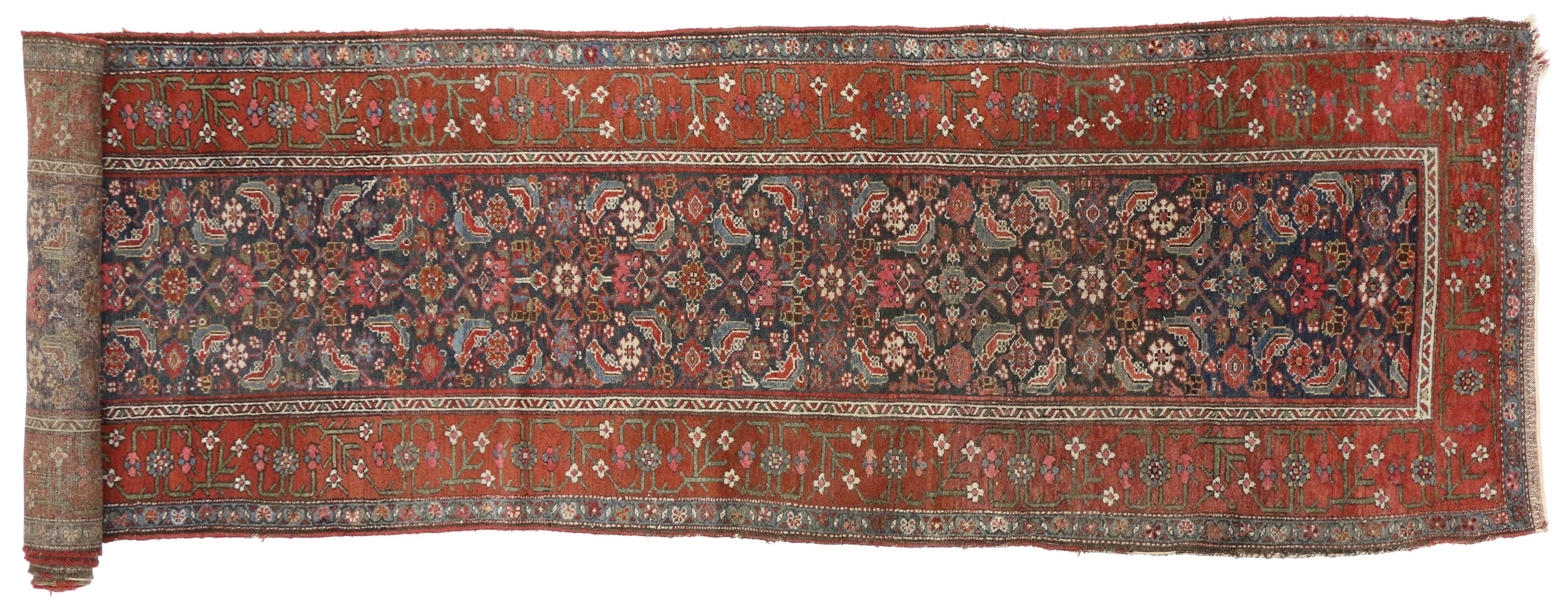 Antique Malayer Persian Runner with Modern Traditional Style For Sale 1
