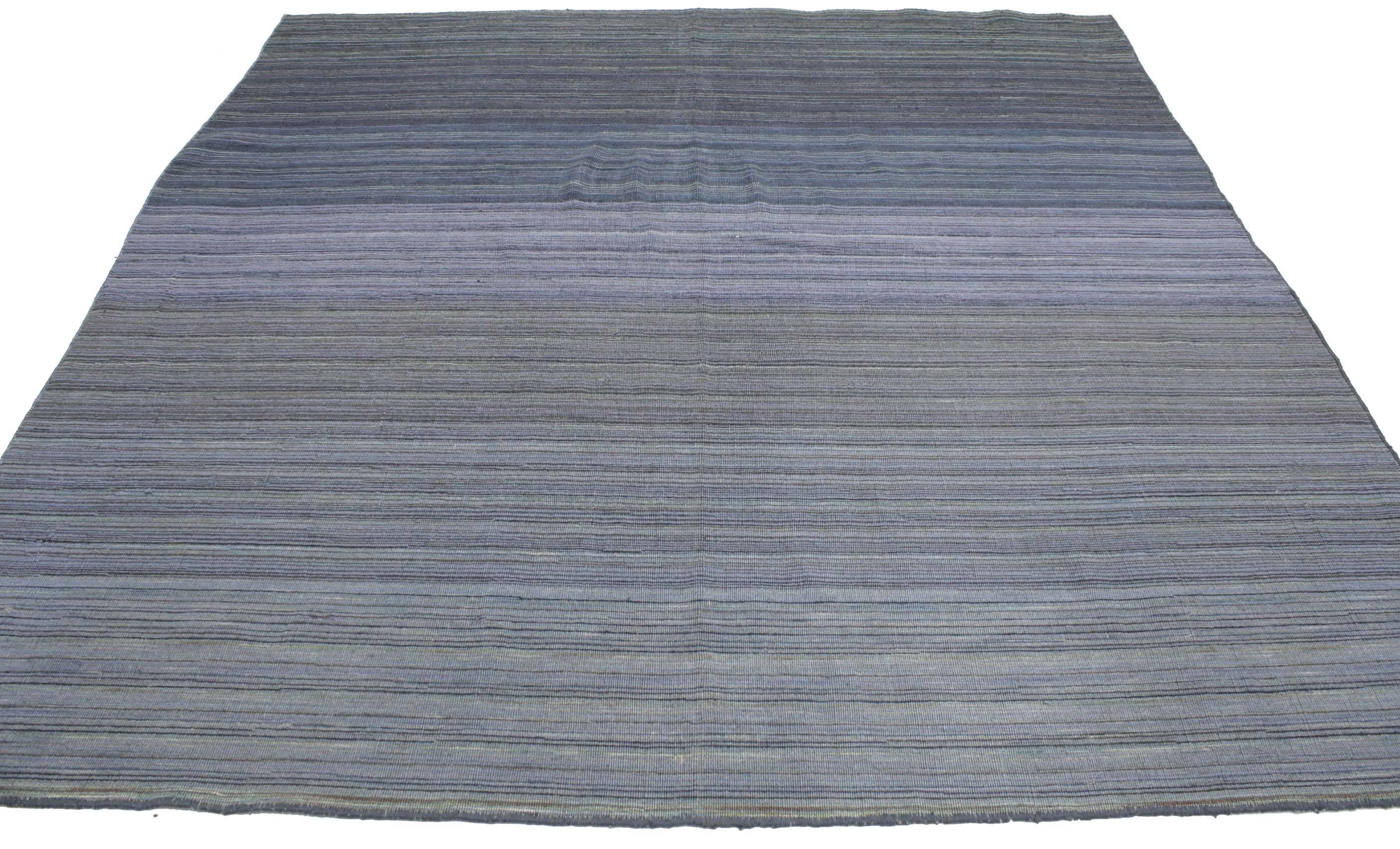 Pakistani New Contemporary Modern Flat-Weave Rug, Ombre Kilim Rug