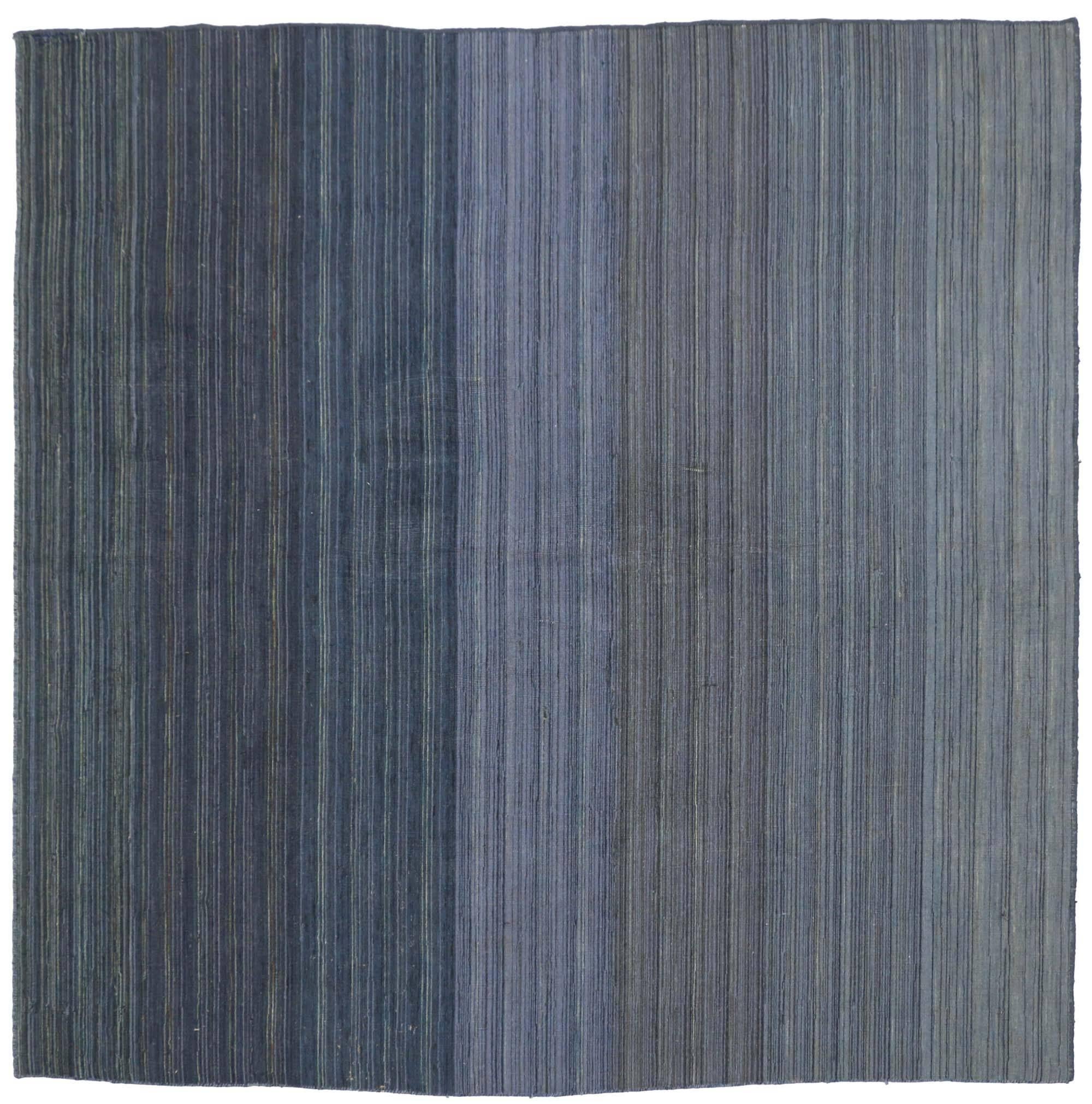 Pakistani Contemporary Modern Flat-Weave Rug, Ombre Kilim with Pastel Postmodern Style