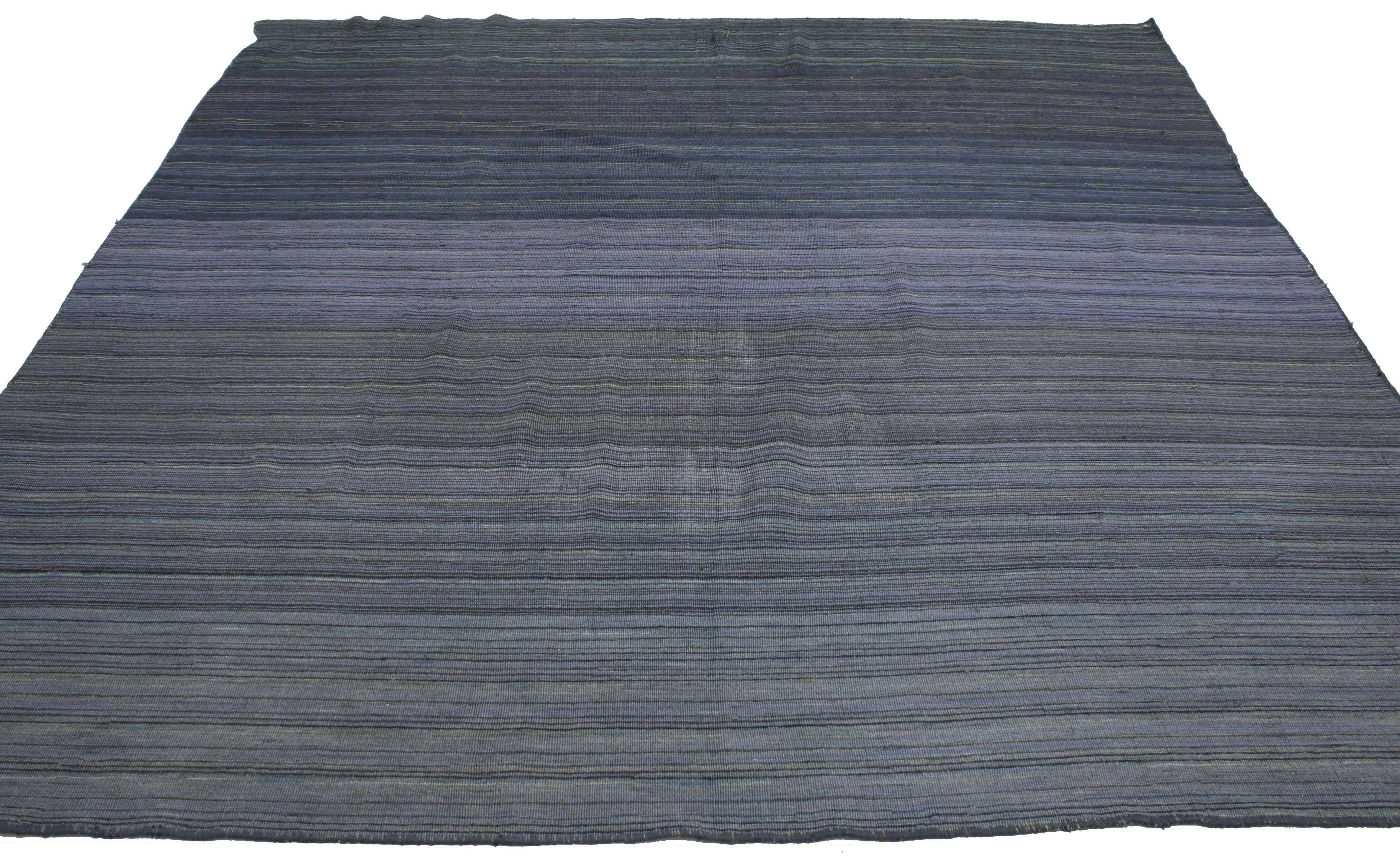 76908 Contemporary Modern Flat-Weave Rug, Ombre Kilim with Pastel Postmodern Style. Like a rippling infinity pool or an endless horizon, this contemporary modern flat-weave rug features an ombre design. Square rugs like this modern contemporary