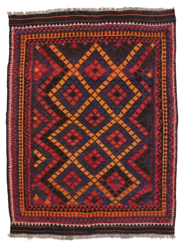Vintage Afghan Kilim Rug with Modern Tribal Style For Sale ...