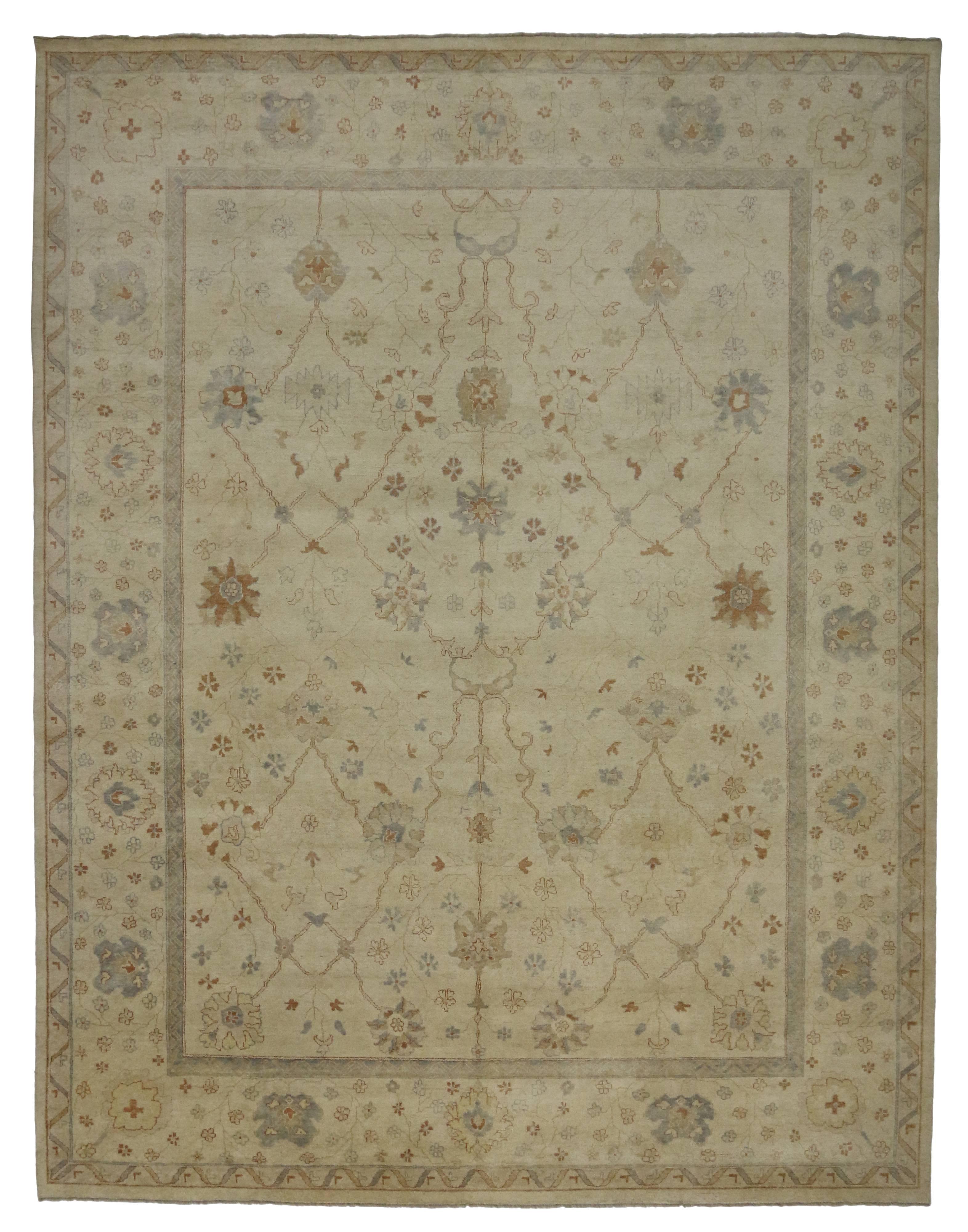 New Contemporary Oushak Area Rug with Coastal Cottage Style In New Condition In Dallas, TX