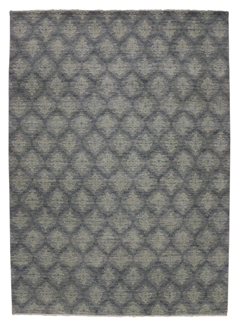 New Modern Transitional Damask Area Rug, Contemporary Victorian Damask ...