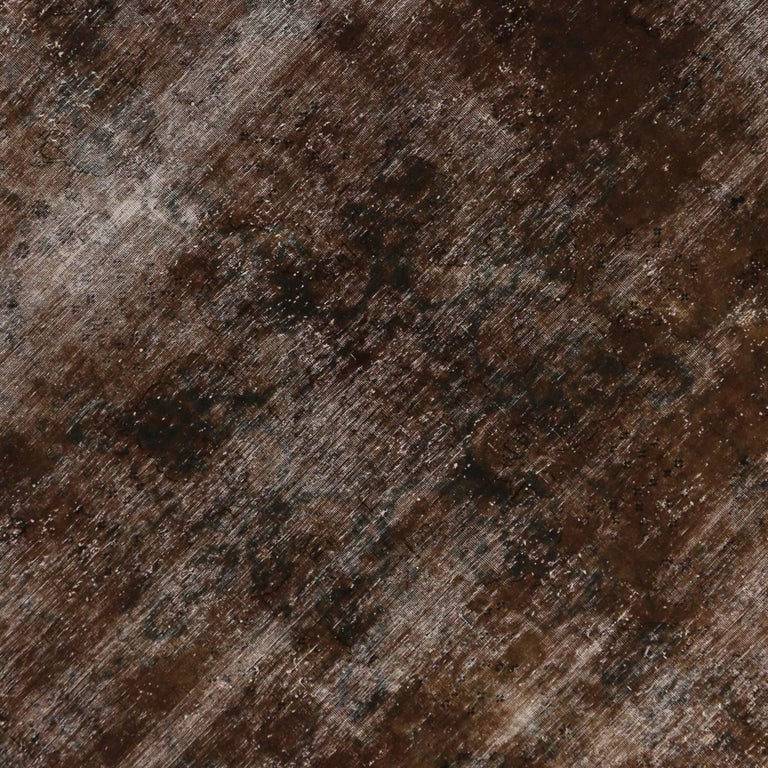 Distressed Antique Persian Overdyed Rug with Modern Rustic Industrial ...