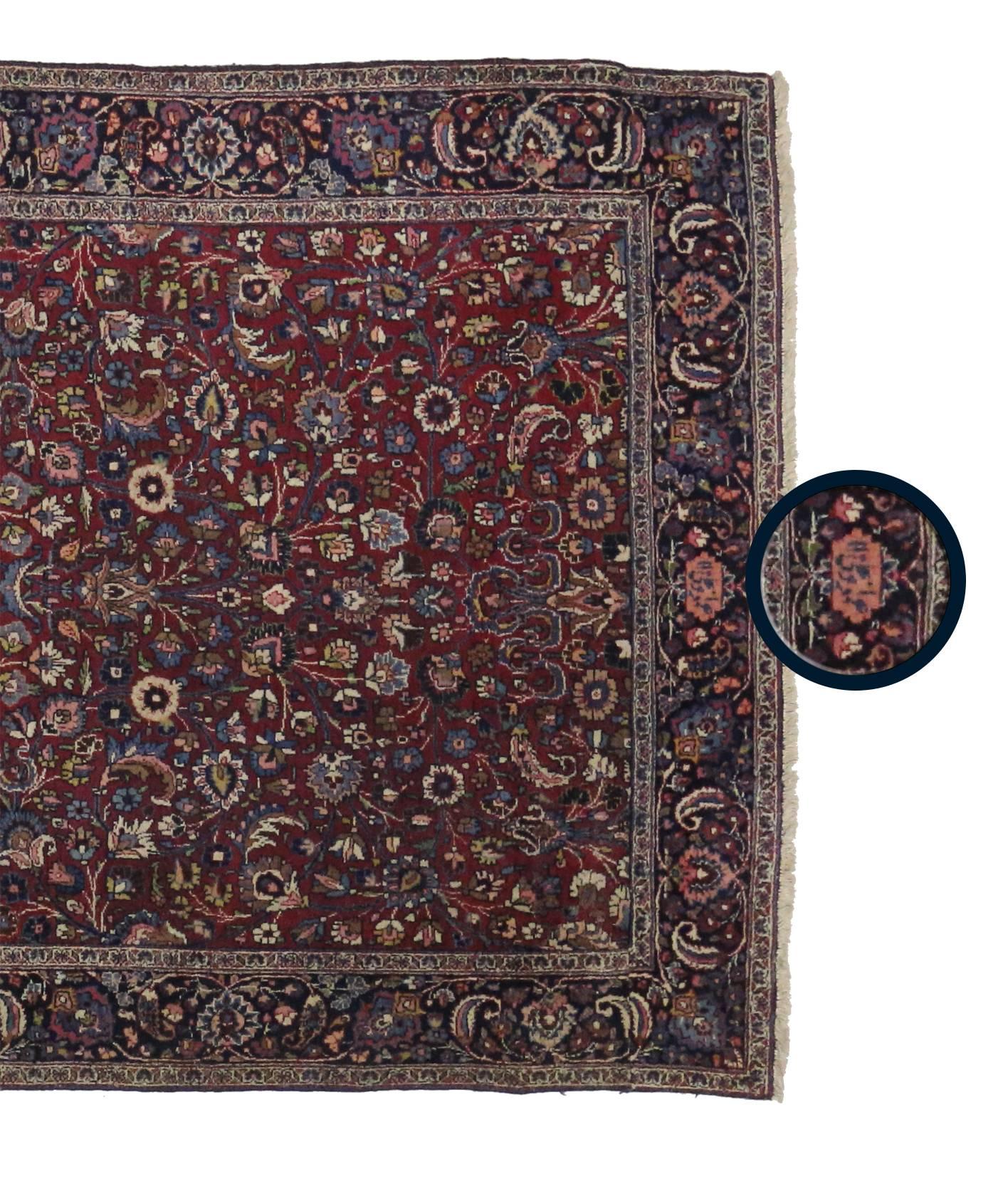 74289 Antique Persian Mashhad Runner with Old World Style, Extra-Long Hallway Runner 05'04 x 21'00. Rich in color, texture and beguiling ambiance, this hand knotted wool antique Persian Mashhad rug runner beautifully displays timeless elegance and