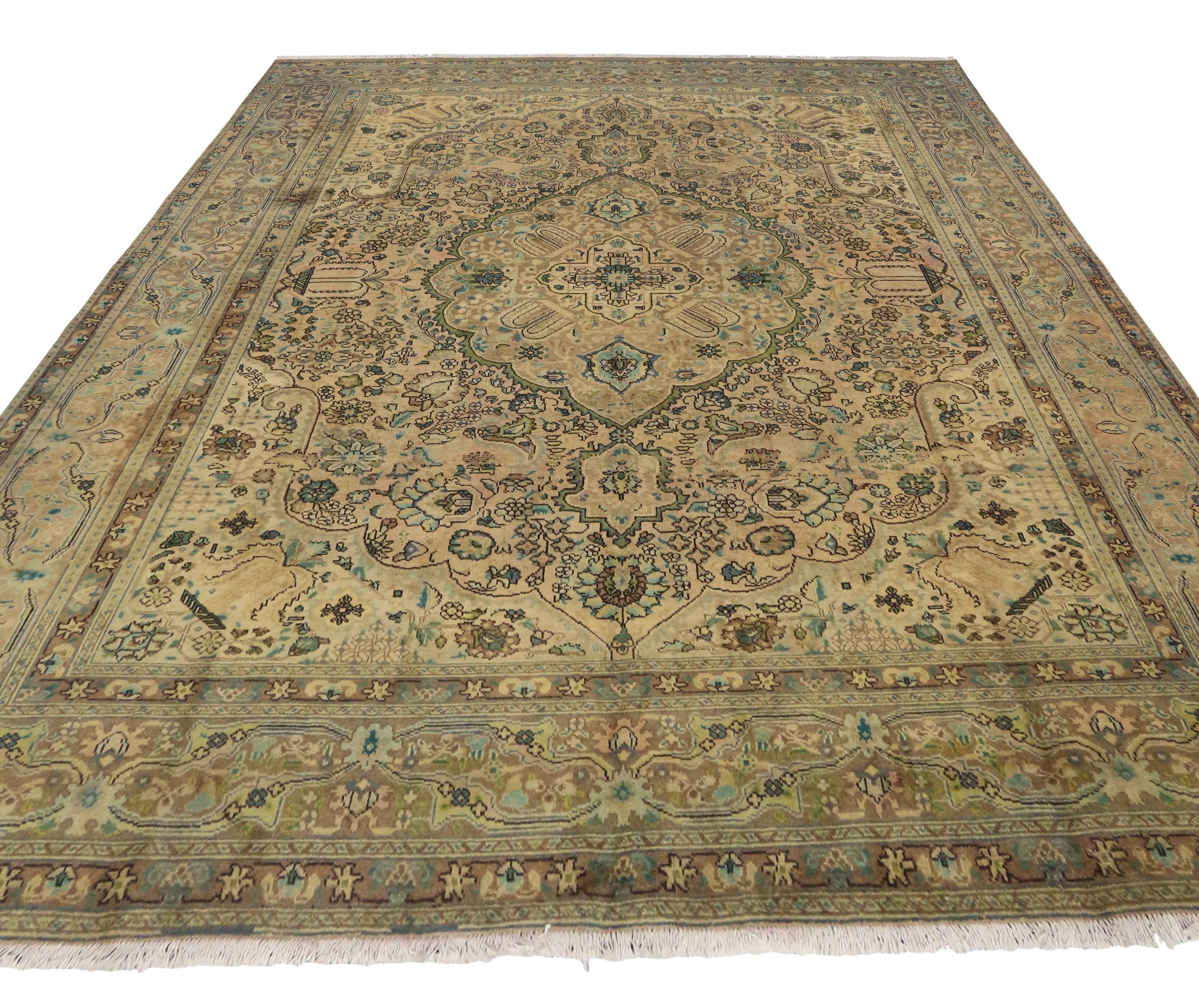 20th Century Vintage Persian Tabriz Rug with Modern Traditional Style For Sale