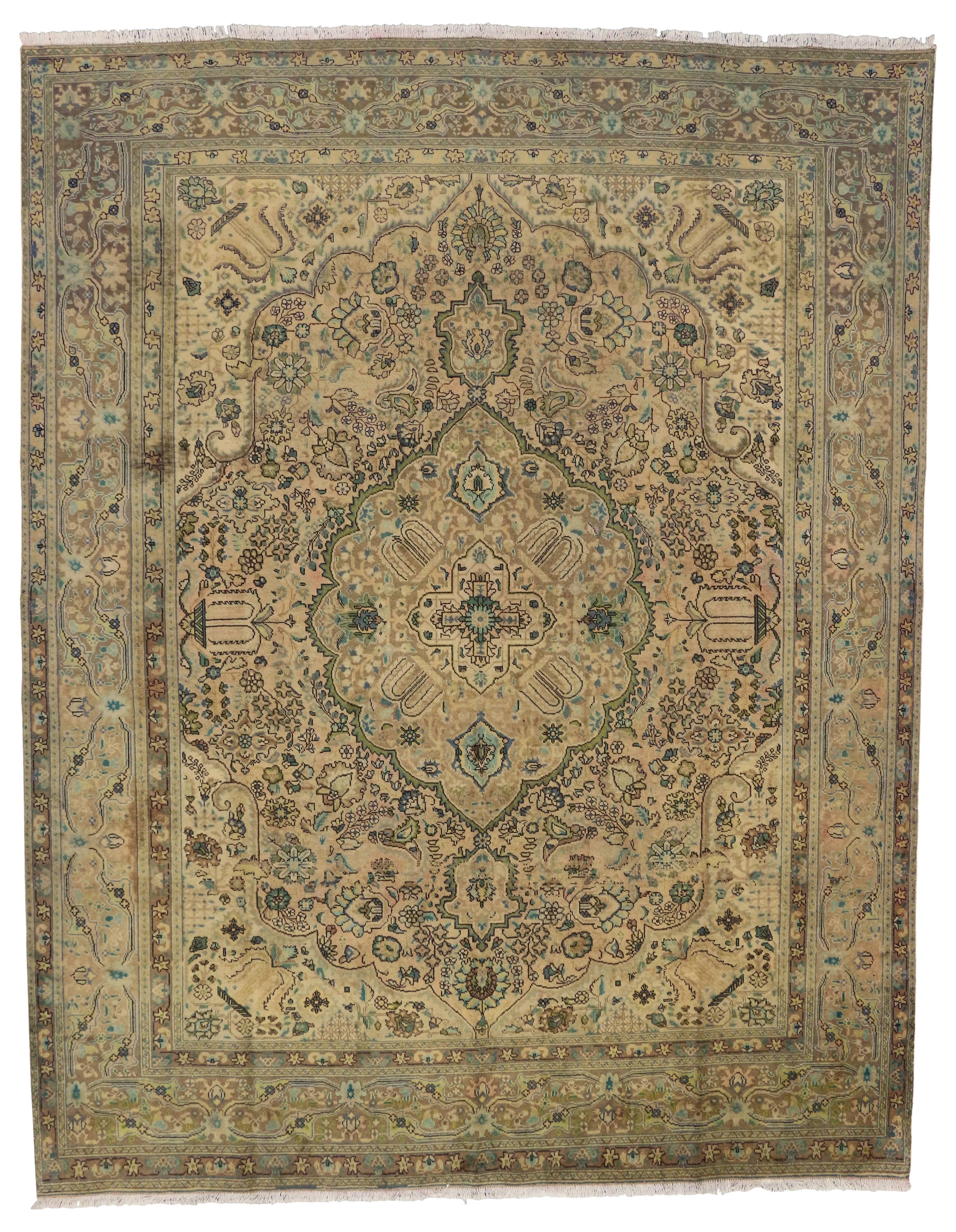 Vintage Persian Tabriz Rug with Modern Traditional Style For Sale 3