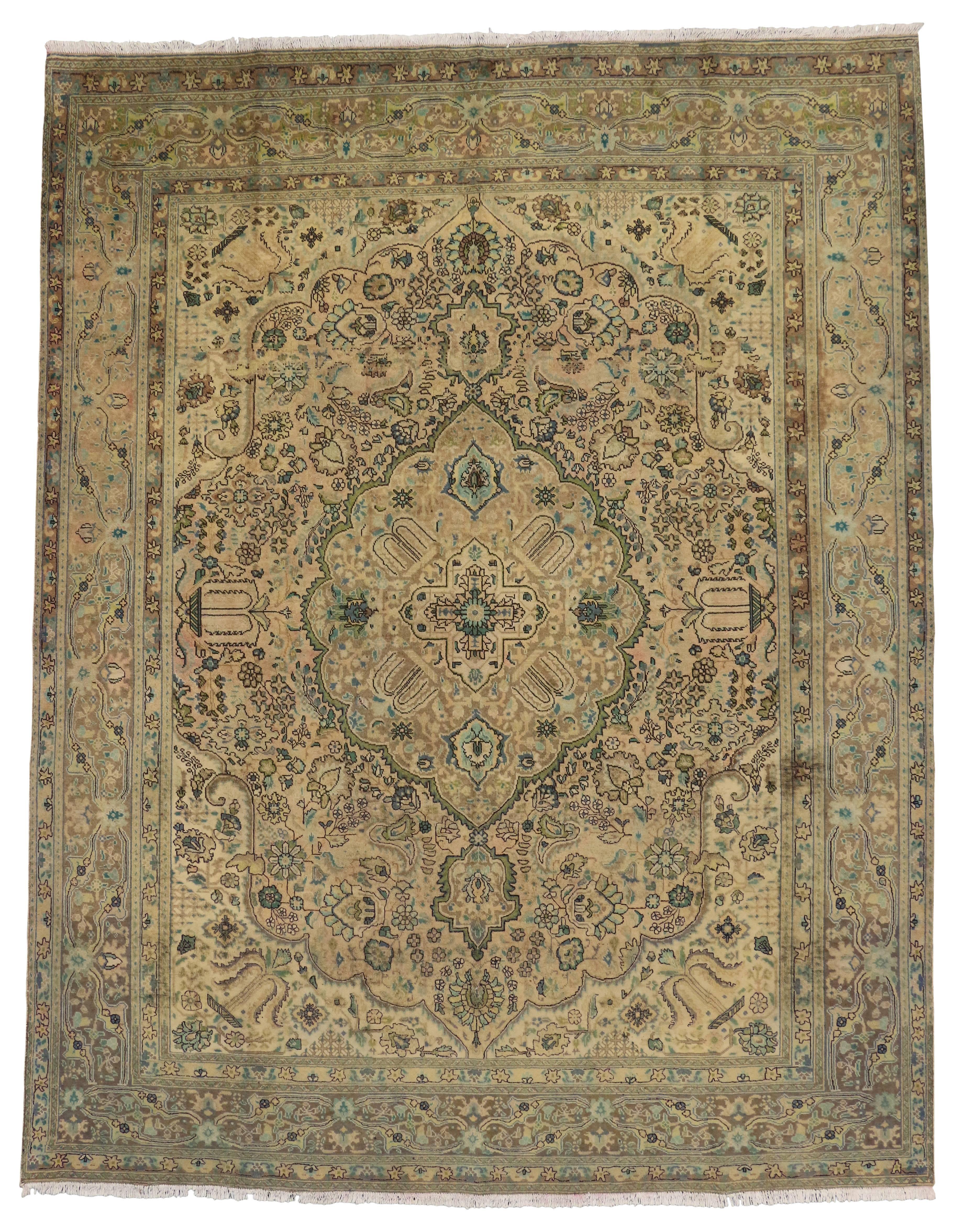 Vintage Persian Tabriz Rug with Modern Traditional Style For Sale 2