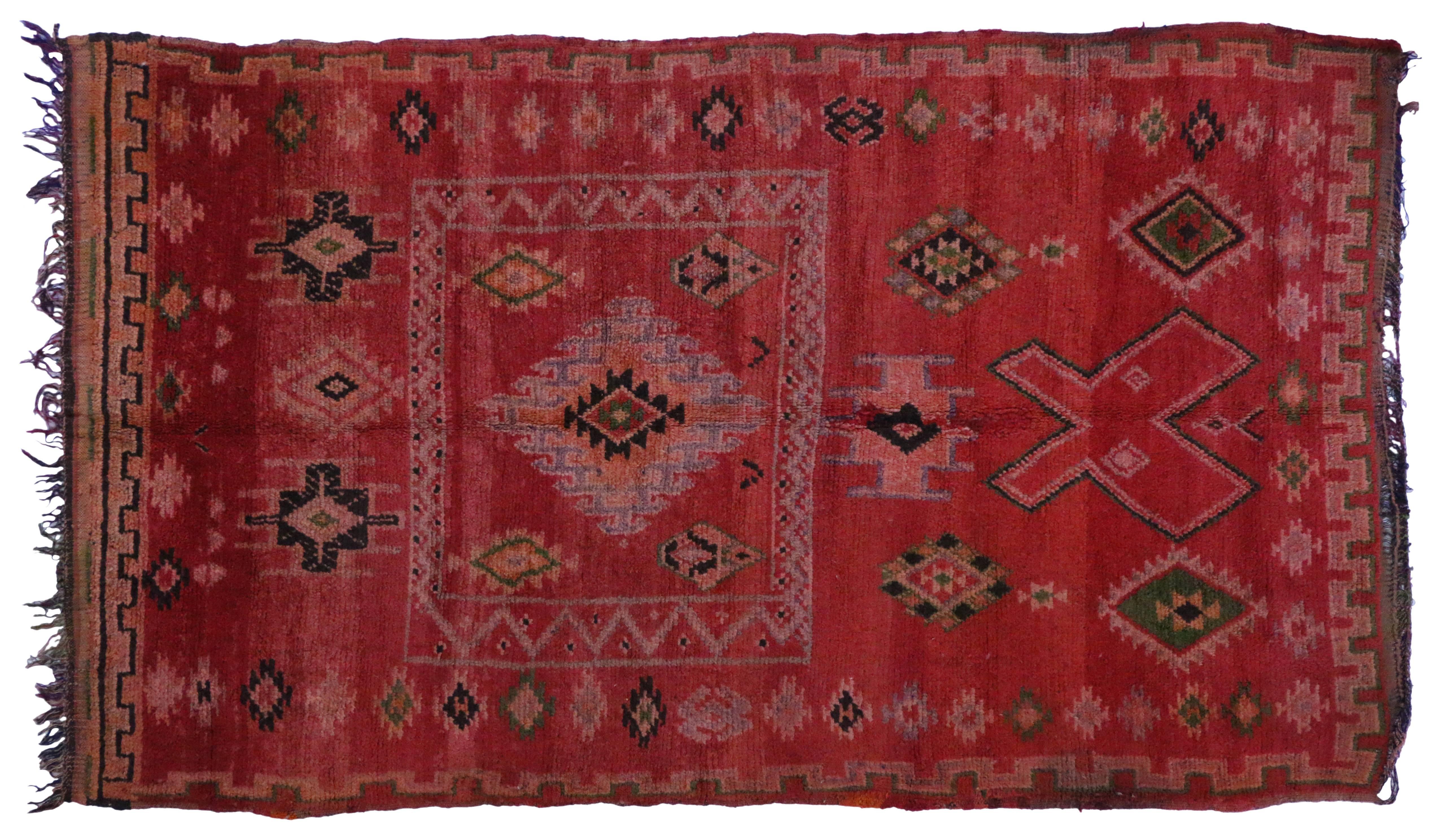 Vintage Berber Moroccan Rug with Modern Tribal Design 1