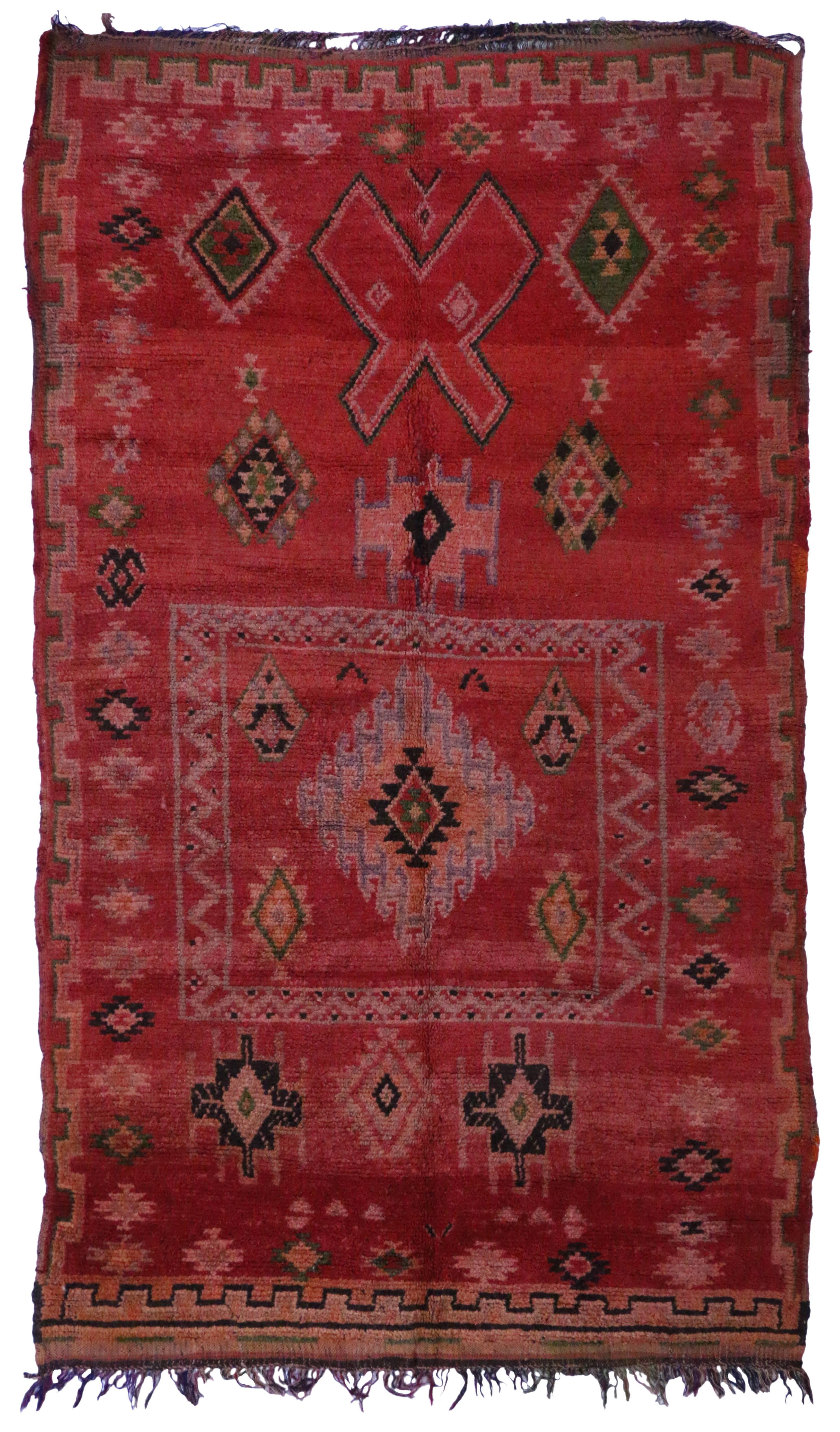 Wool Vintage Berber Moroccan Rug with Modern Tribal Design