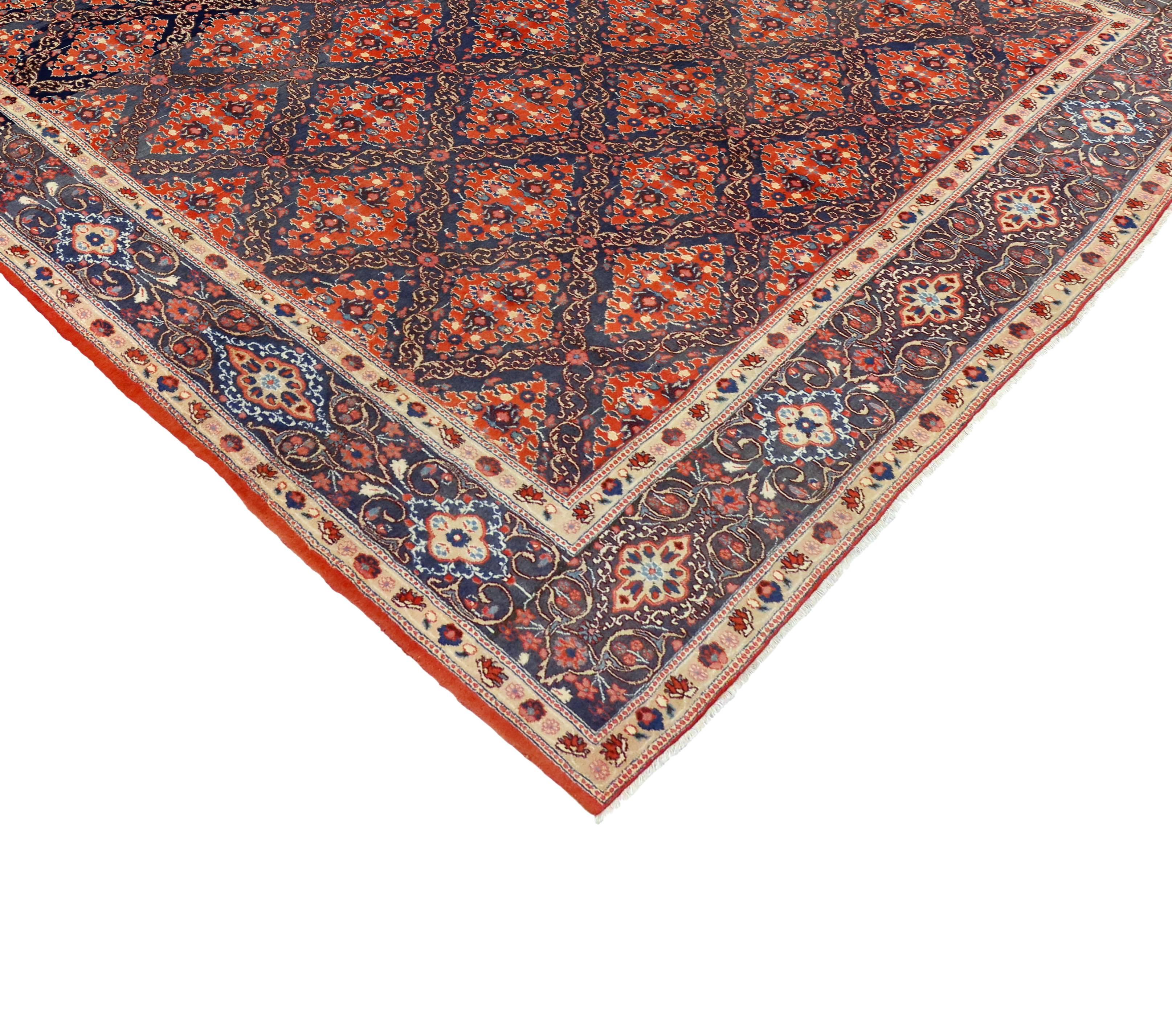 Vintage Persian Mashhad Rug with Modern Federal Style In Good Condition For Sale In Dallas, TX
