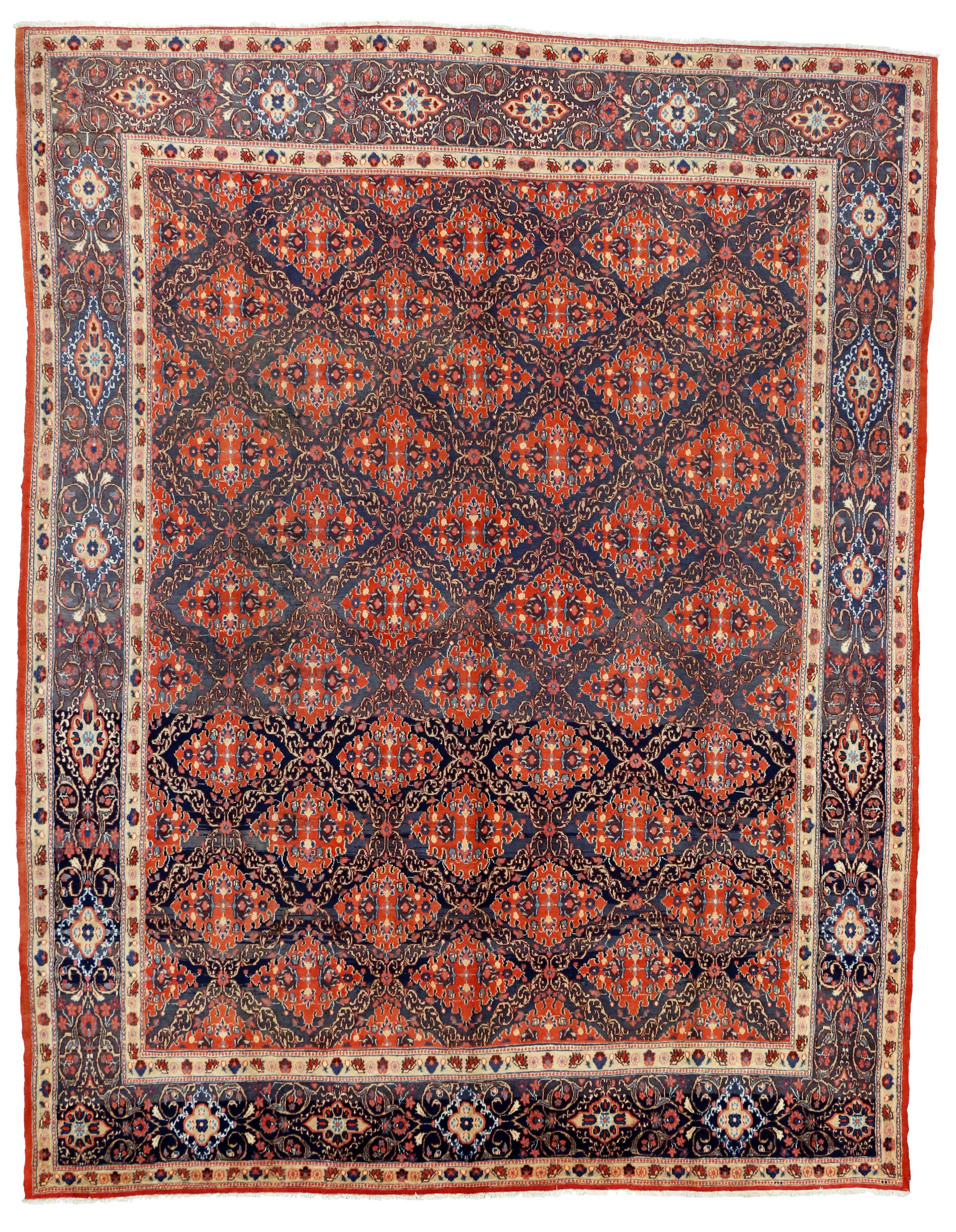 Vintage Persian Mashhad Rug with Modern Federal Style For Sale 1
