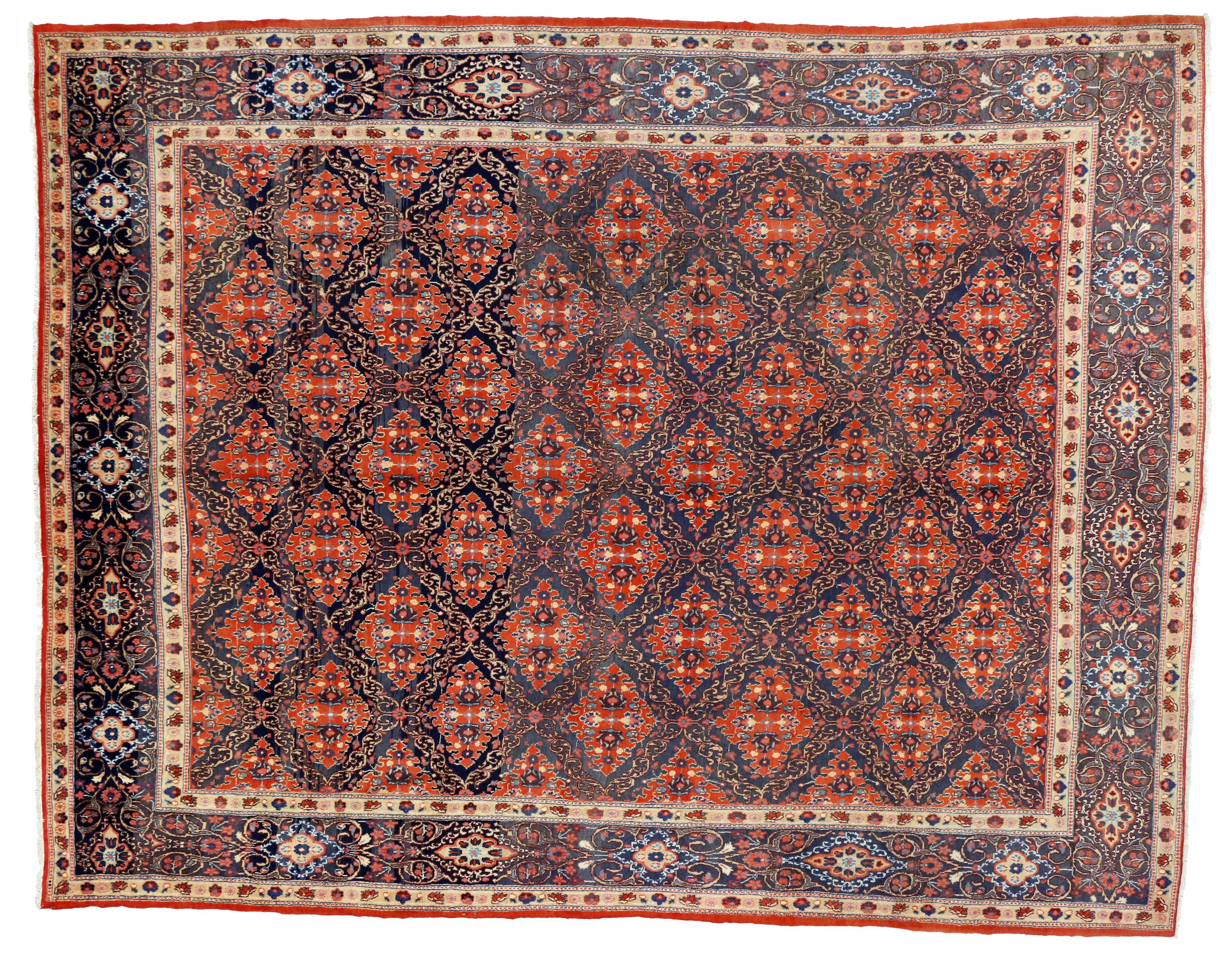 Vintage Persian Mashhad Rug with Modern Federal Style For Sale 2