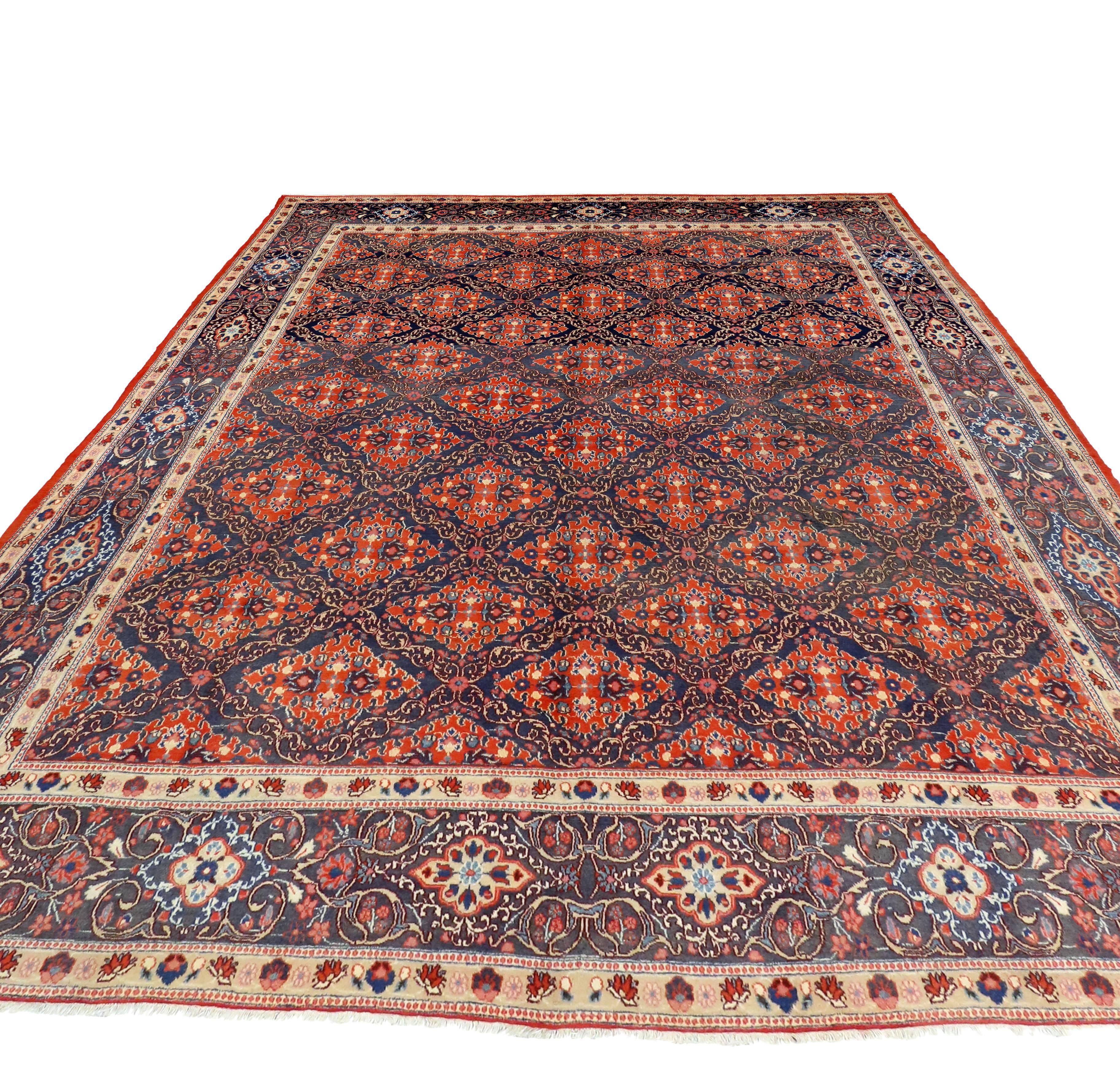 20th Century Vintage Persian Mashhad Rug with Modern Federal Style For Sale