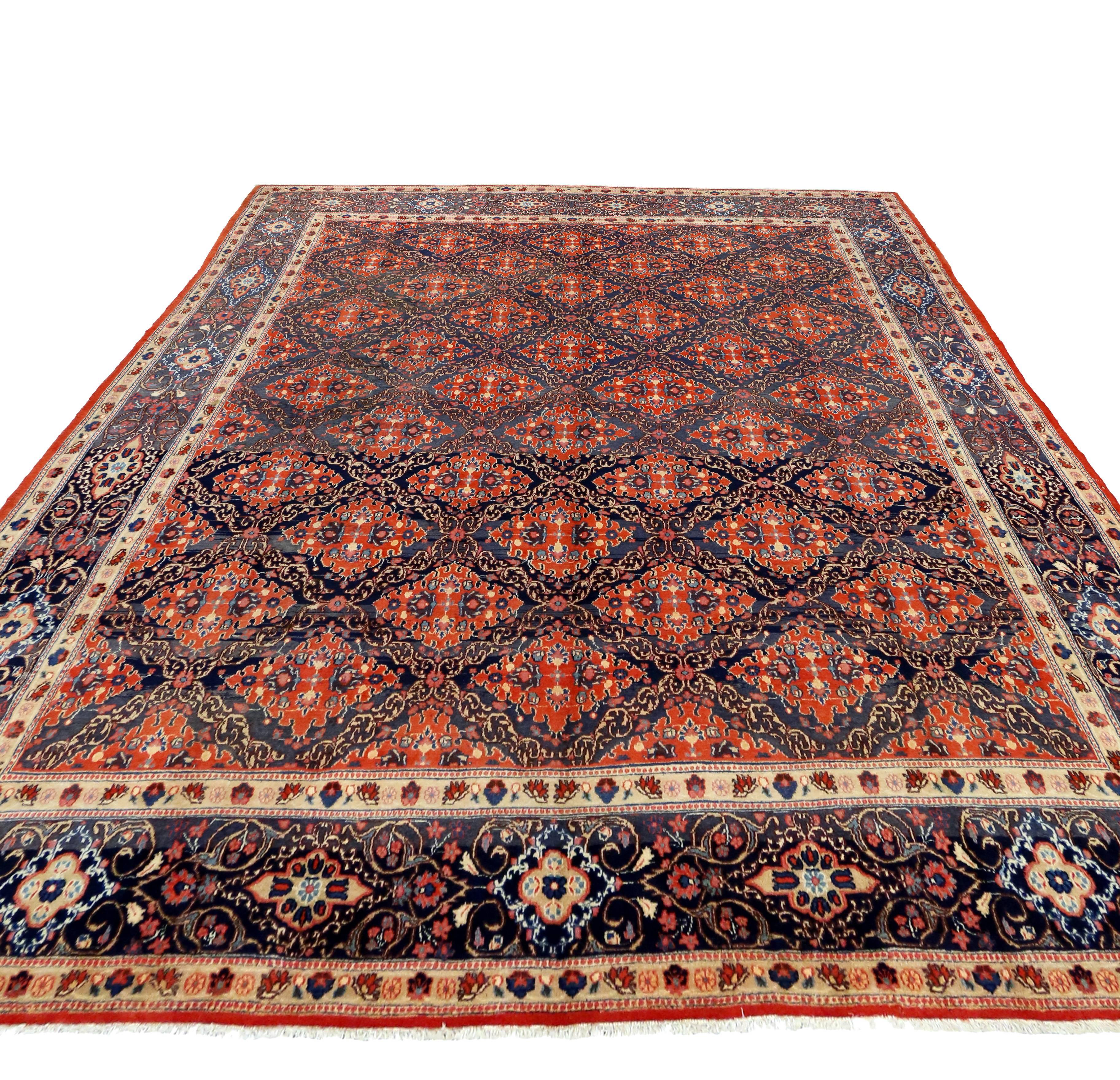 Persischer Mashhad-Teppich im modernen Federal-Stil, Vintage (Elisabethanisch) im Angebot