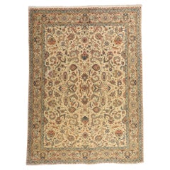 Tappeto persiano vintage Tabriz con stile rustico francese Chippendale Farmhouse