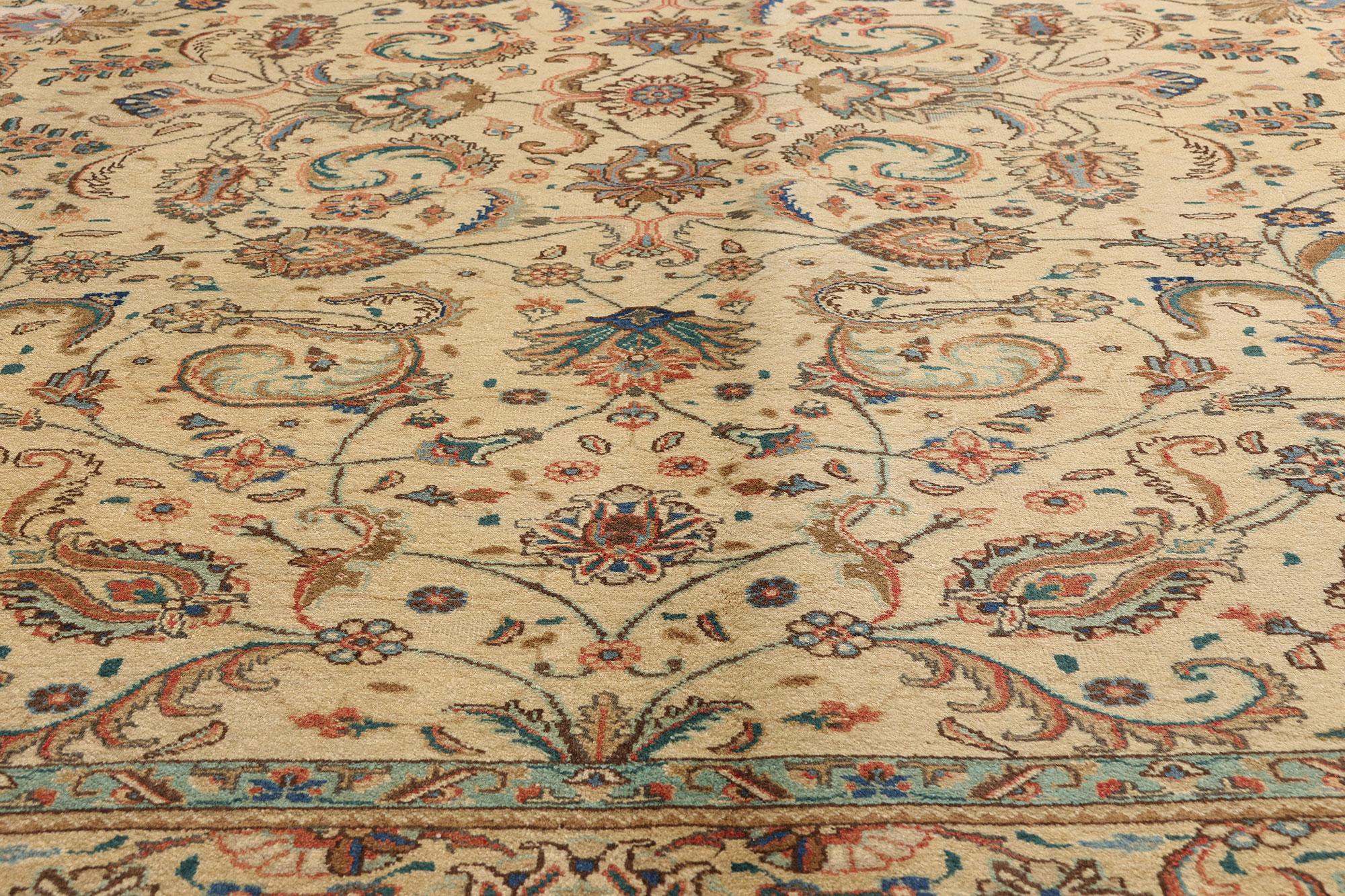 Tappeto persiano vintage Tabriz con stile rustico francese Chippendale Farmhouse in vendita 1