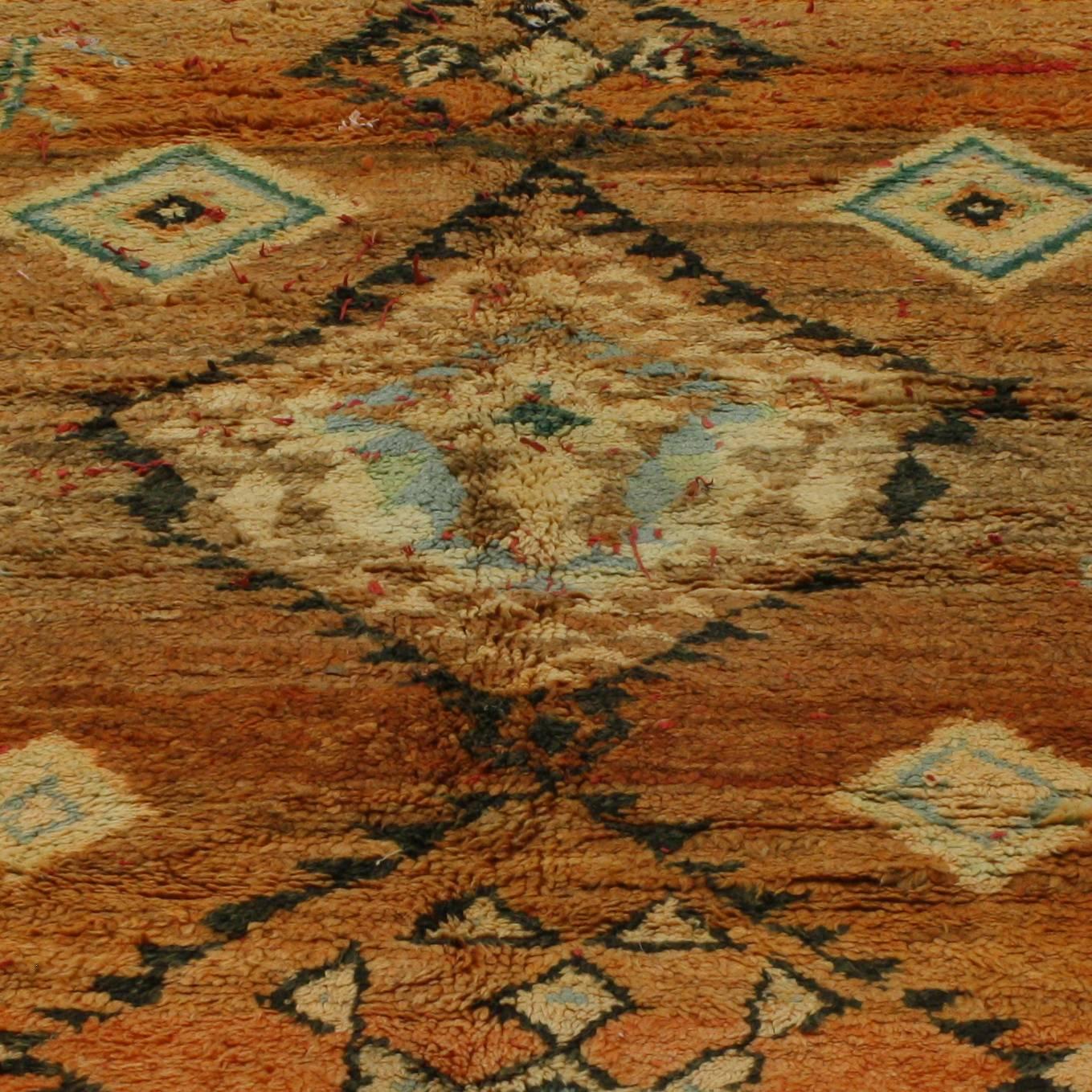 Hand-Knotted Berber Moroccan Rug with Tribal Design