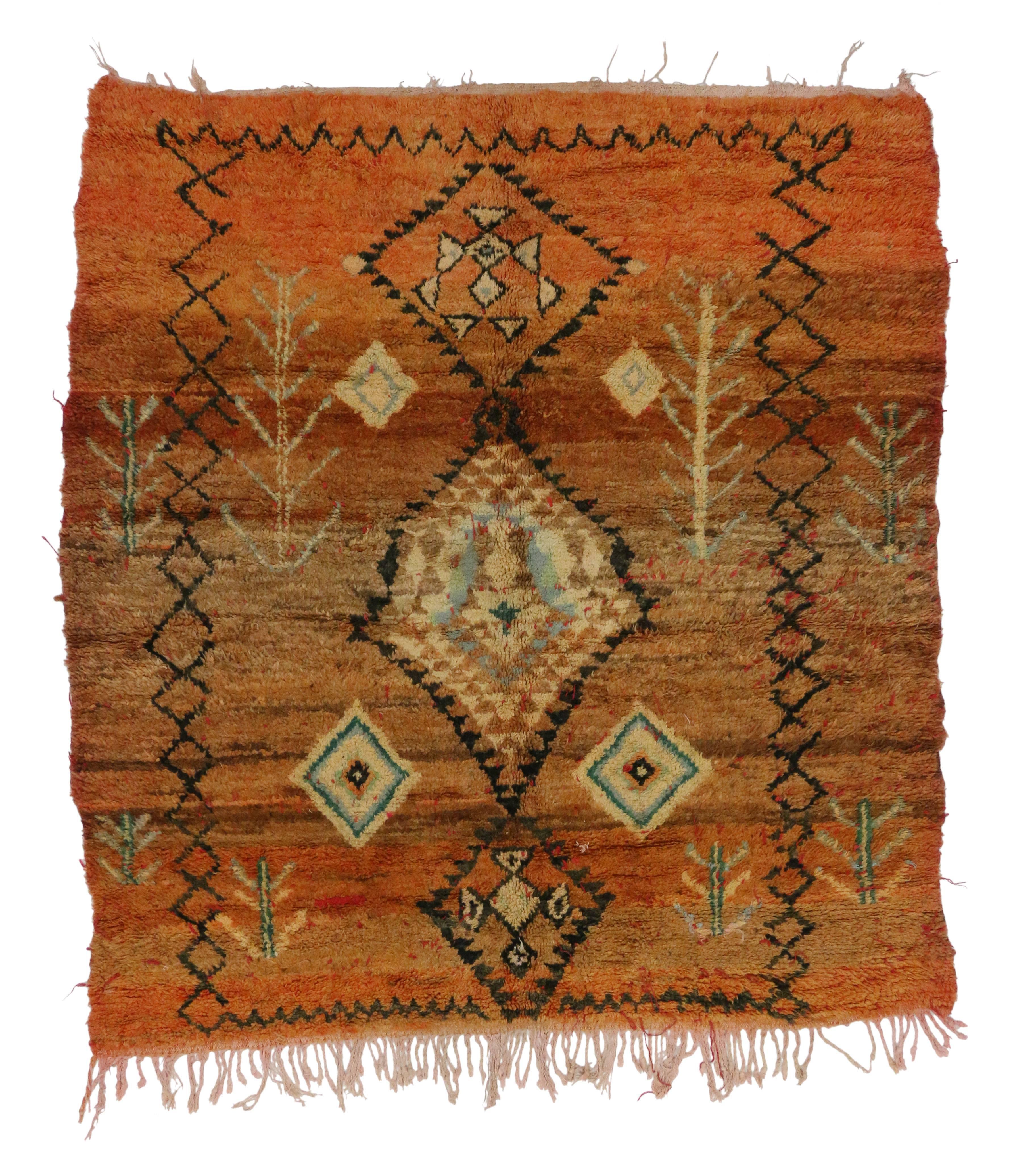 Wool Berber Moroccan Rug with Tribal Design