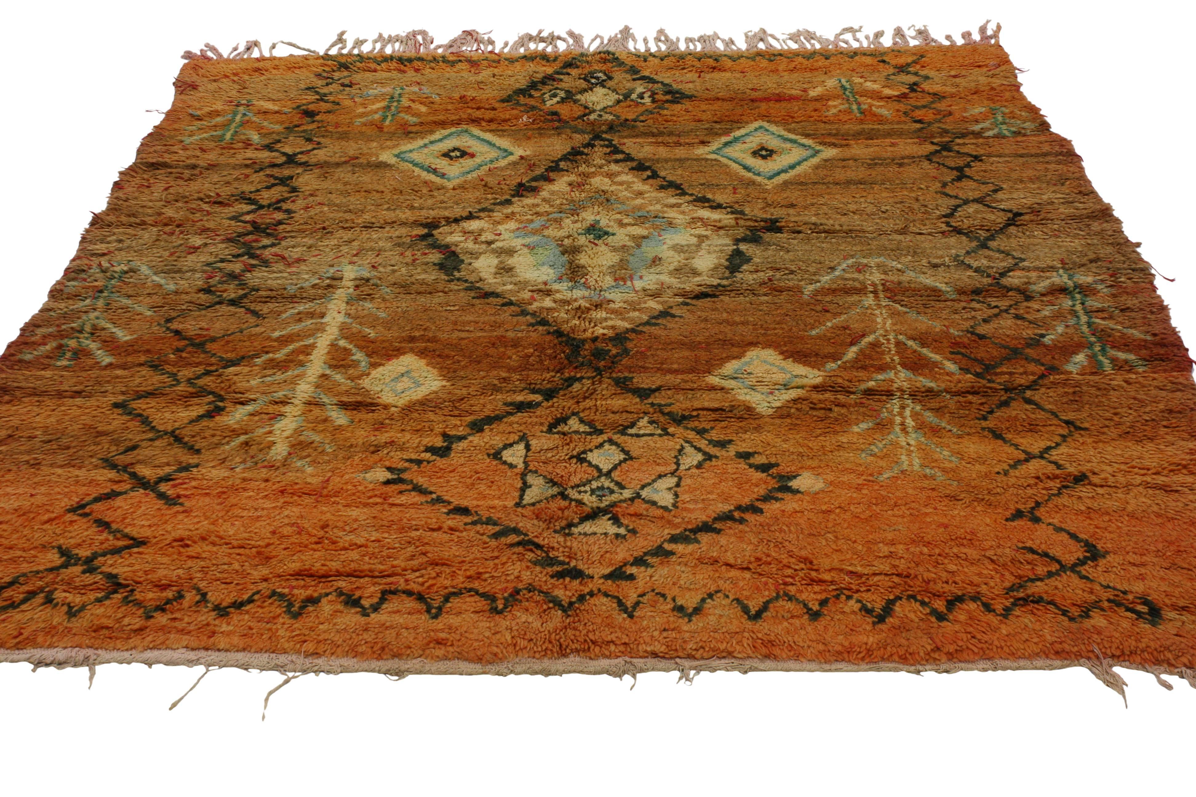 Mid-Century Modern Berber Moroccan Rug with Tribal Design