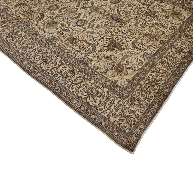 Vintage Persian Tabriz Area Rug With French Country Chippendale Farmhouse Style For Sale At 1stdibs