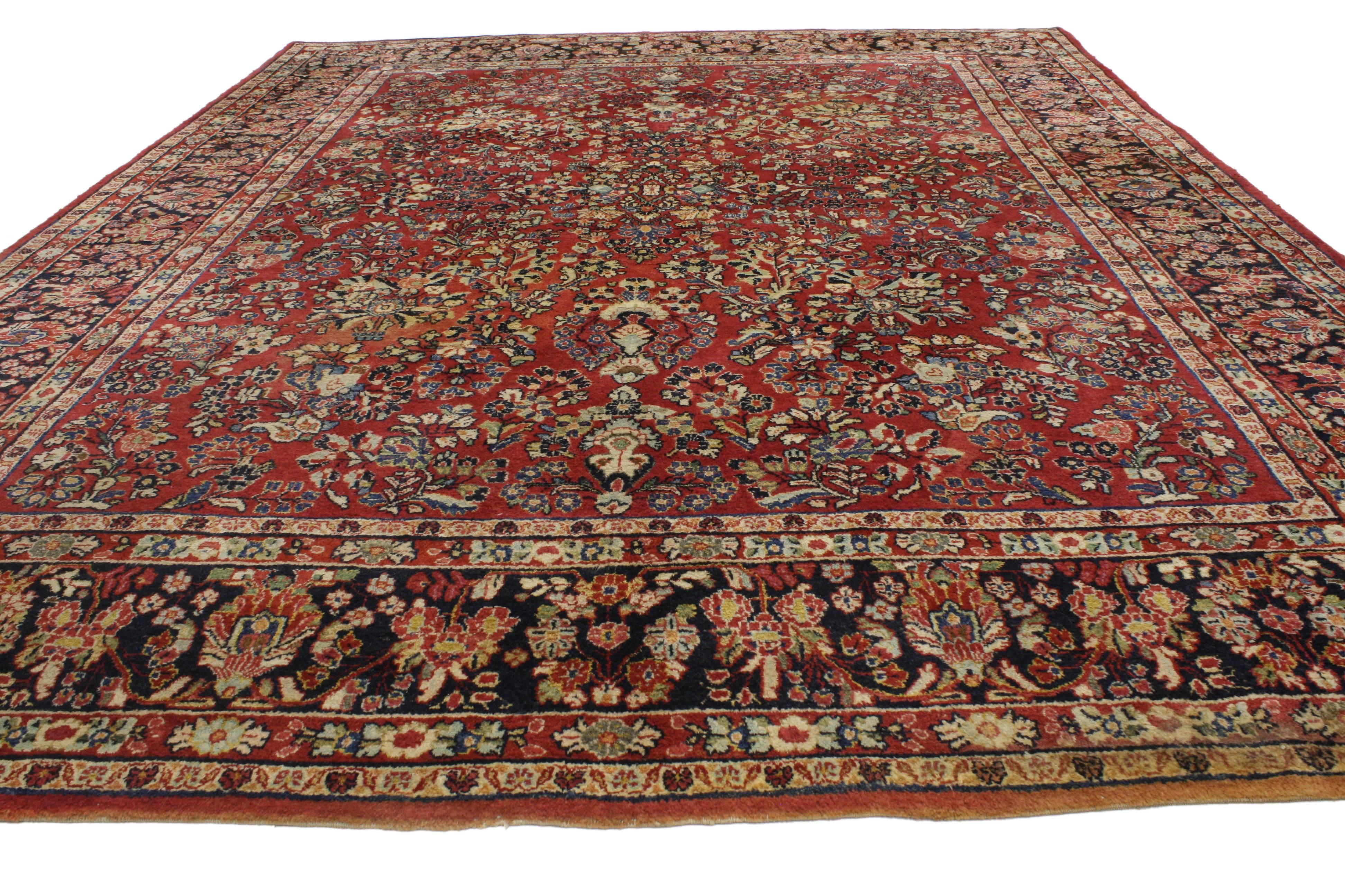 Sarouk Farahan Antique Sarouk Persian Rug with Traditional Style For Sale