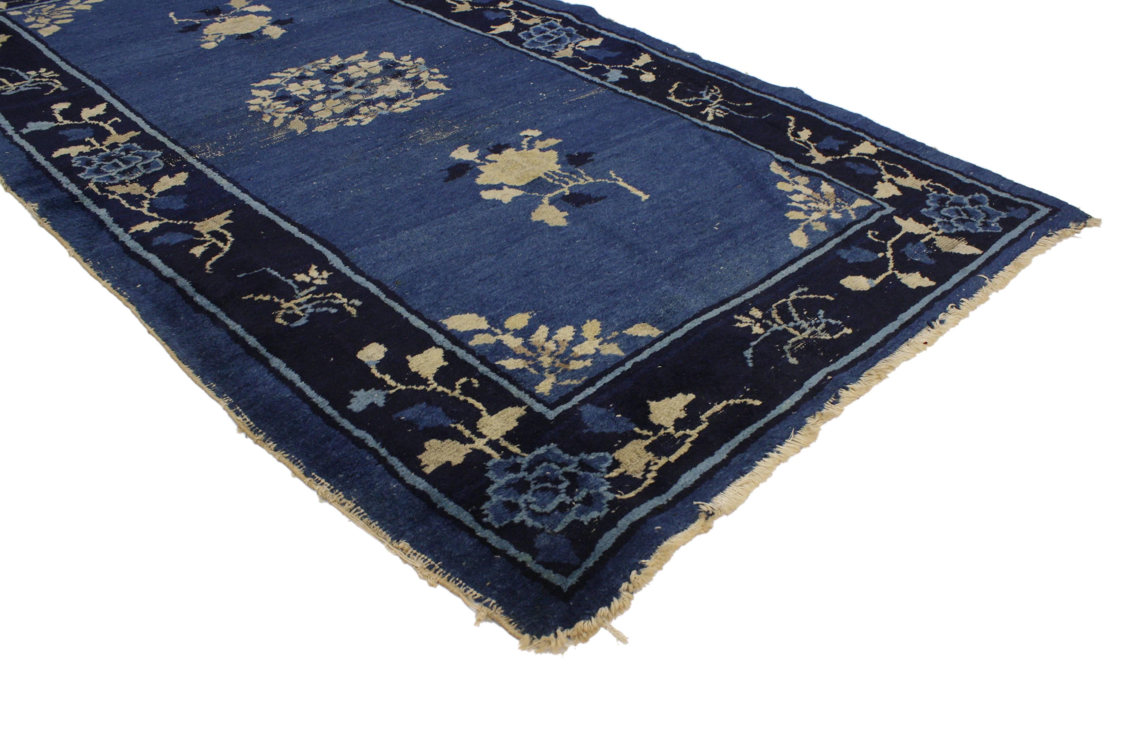 Early 20th Century Antique Blue Chinese Art Deco Rug 4