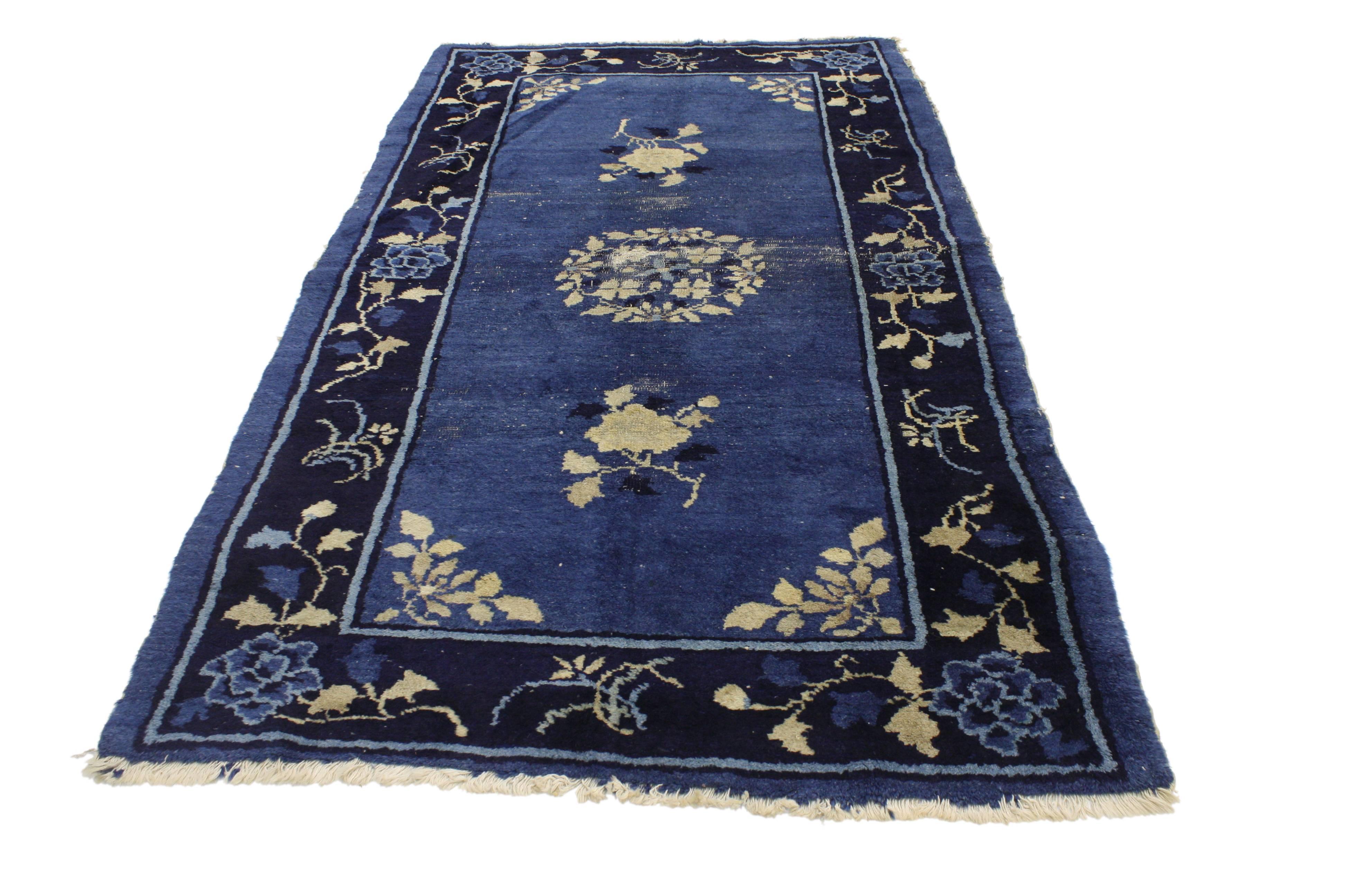 Early 20th Century Antique Blue Chinese Art Deco Rug 8