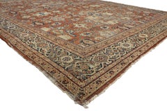 Distressed Antique Persian Sultanabad Rug with English Chintz Rustic Style