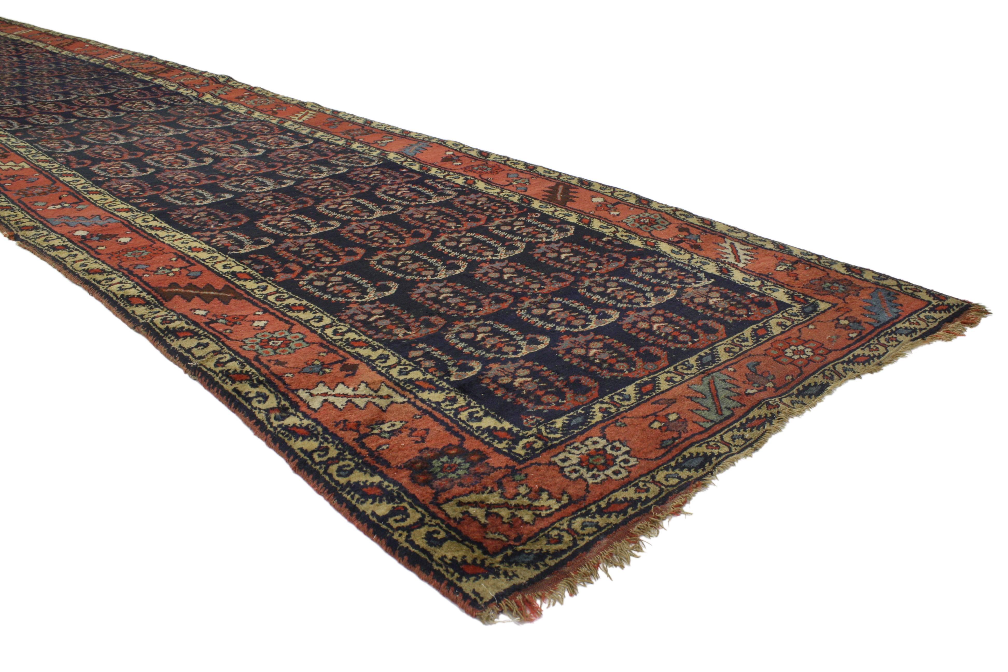 Antico runner persiano Bijar con design Boteh e stile vittoriano moderno in vendita 2