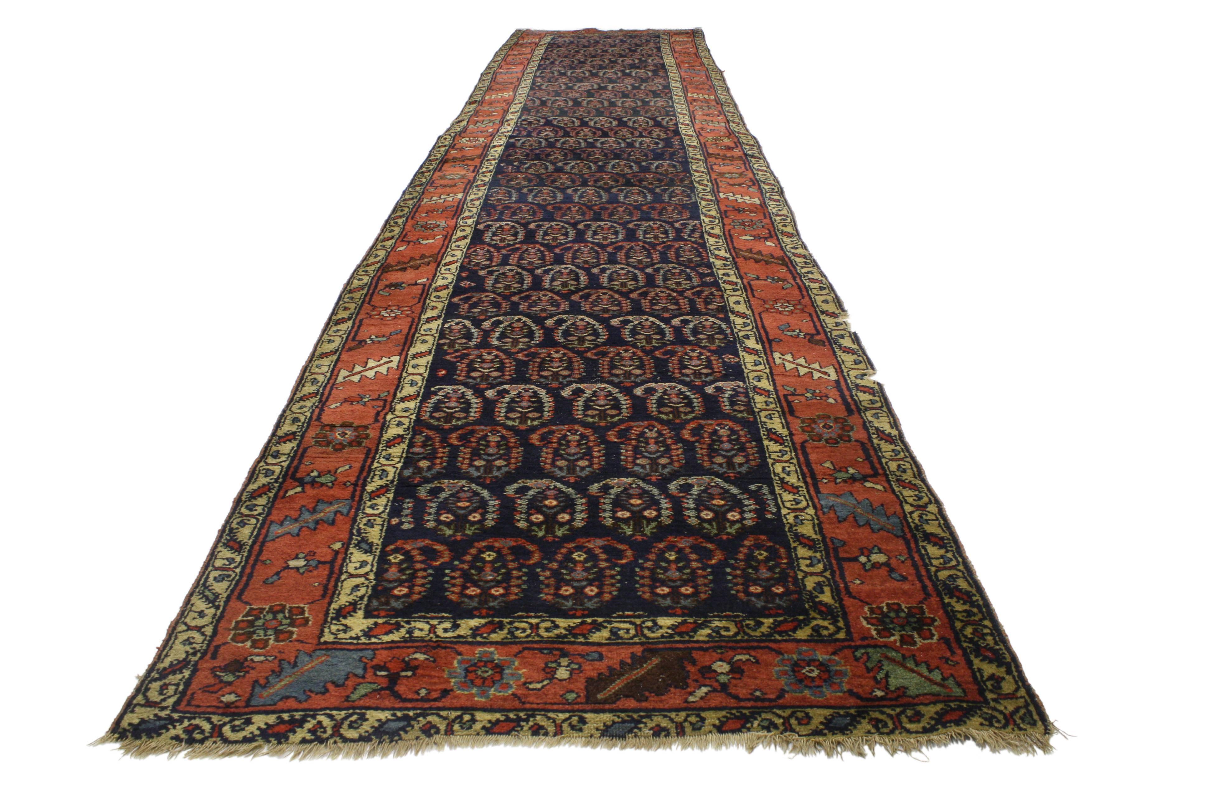 Antico runner persiano Bijar con design Boteh e stile vittoriano moderno in vendita 3