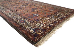Distressed Antique Persian Bijar Rug with Modern Rustic Style