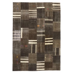 Used Turkish Patchwork Rug with Masculine Preppy Style