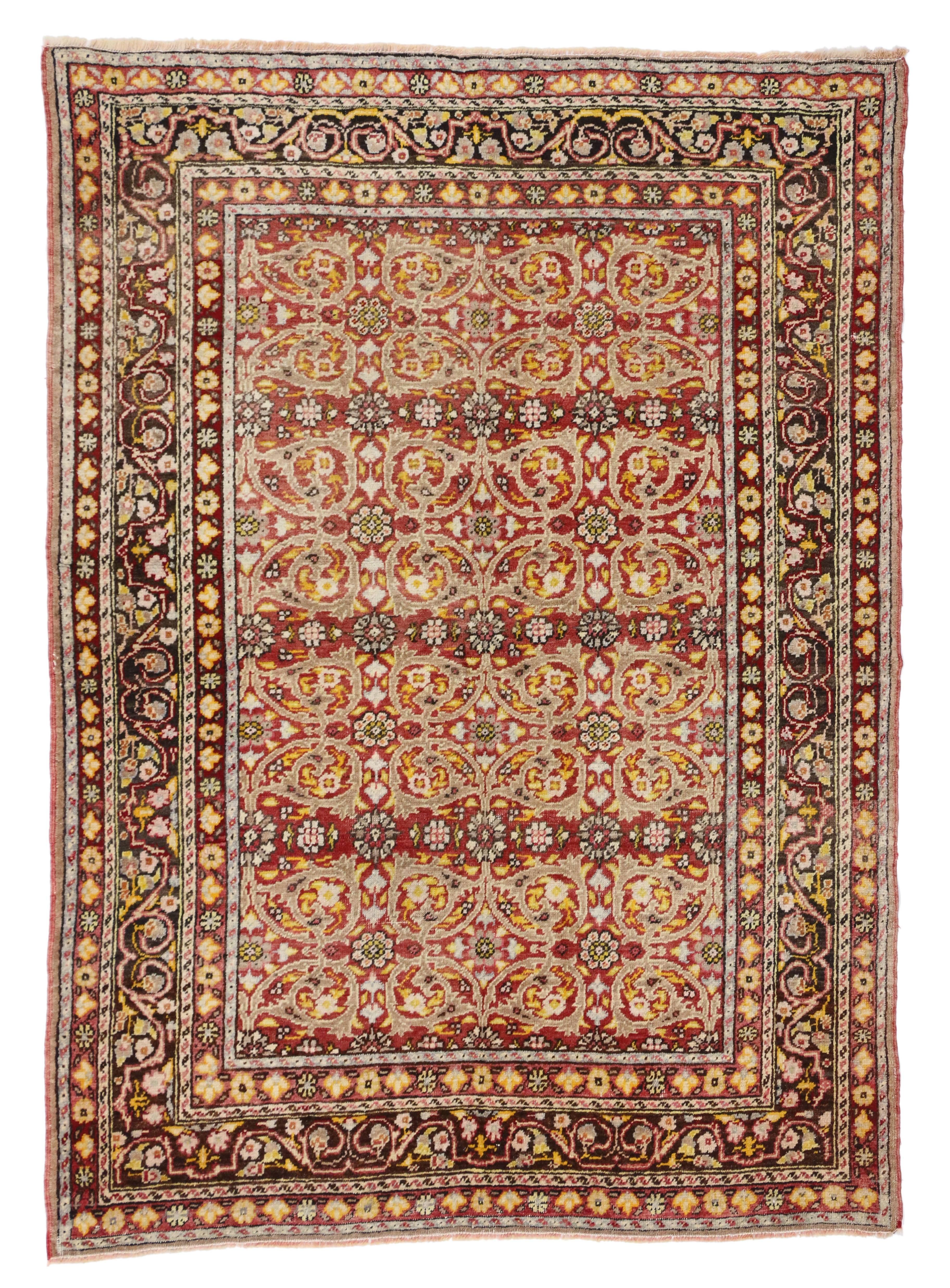 Vintage Turkish Oushak Rug with Traditional Style  For Sale 1
