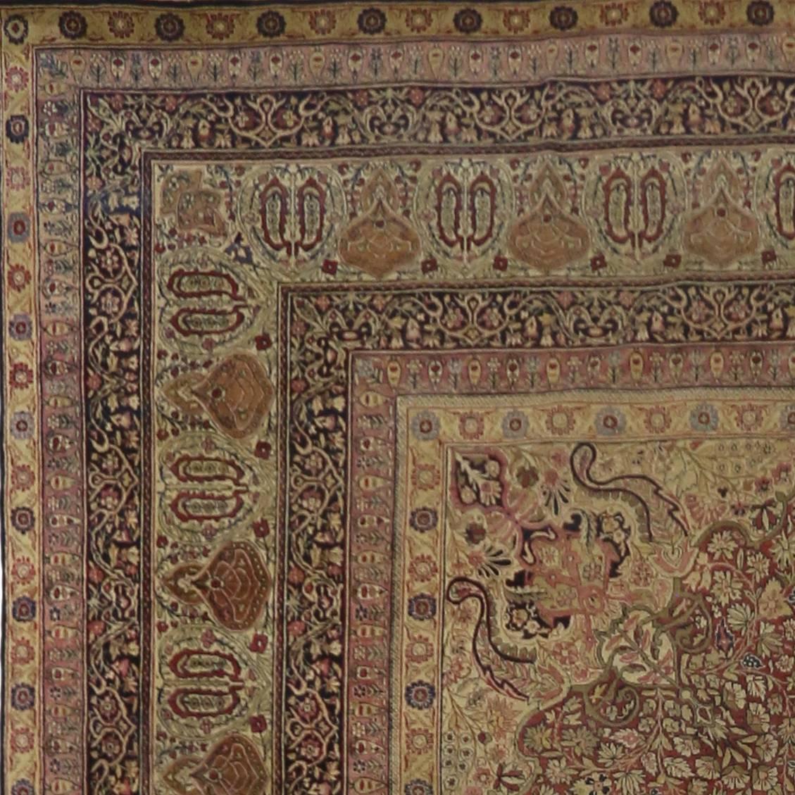 1880s Oversized Antique Persian Kermanshah Rug, Hotel Lobby Size Carpet In Good Condition For Sale In Dallas, TX