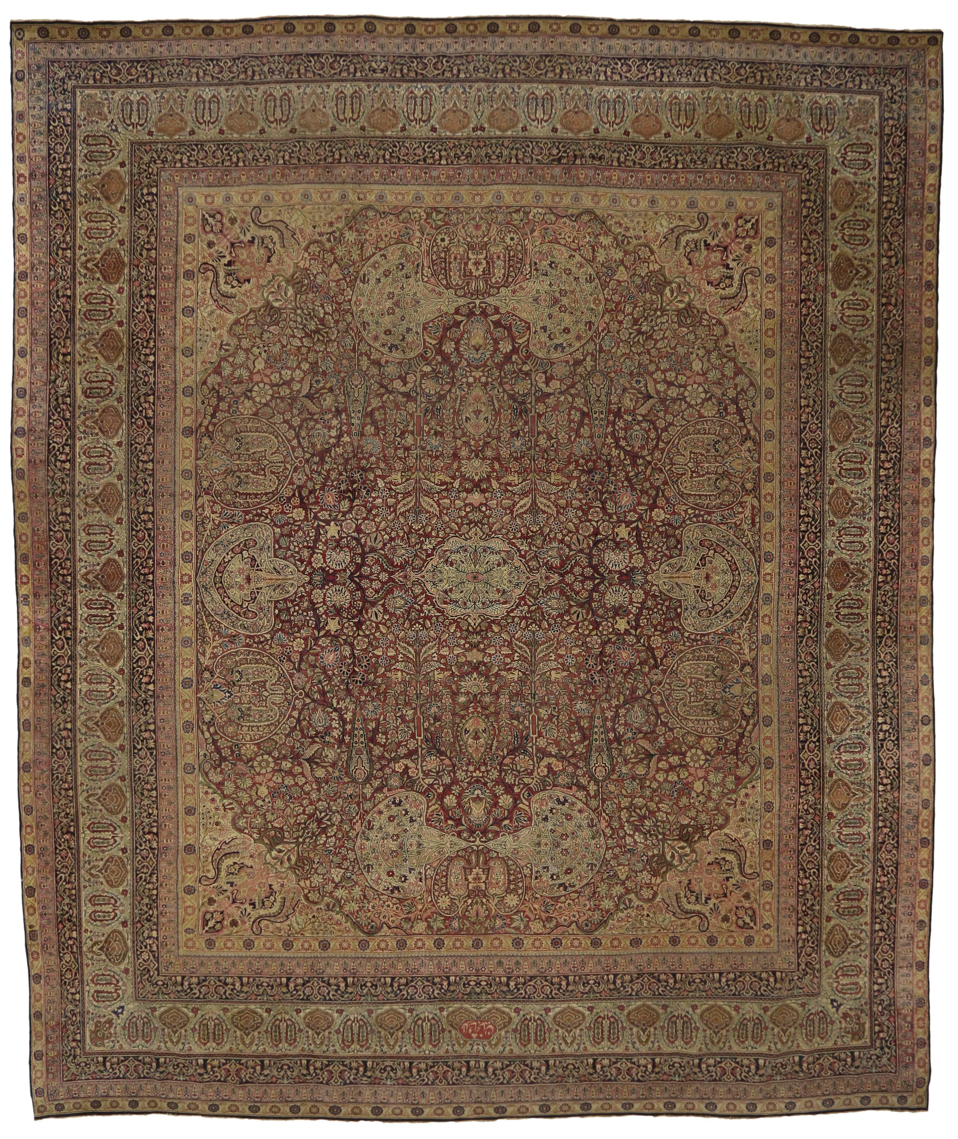Wool 1880s Oversized Antique Persian Kermanshah Rug, Hotel Lobby Size Carpet For Sale