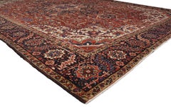 Antique Persian Heriz Rug with English Tudor Manor Style