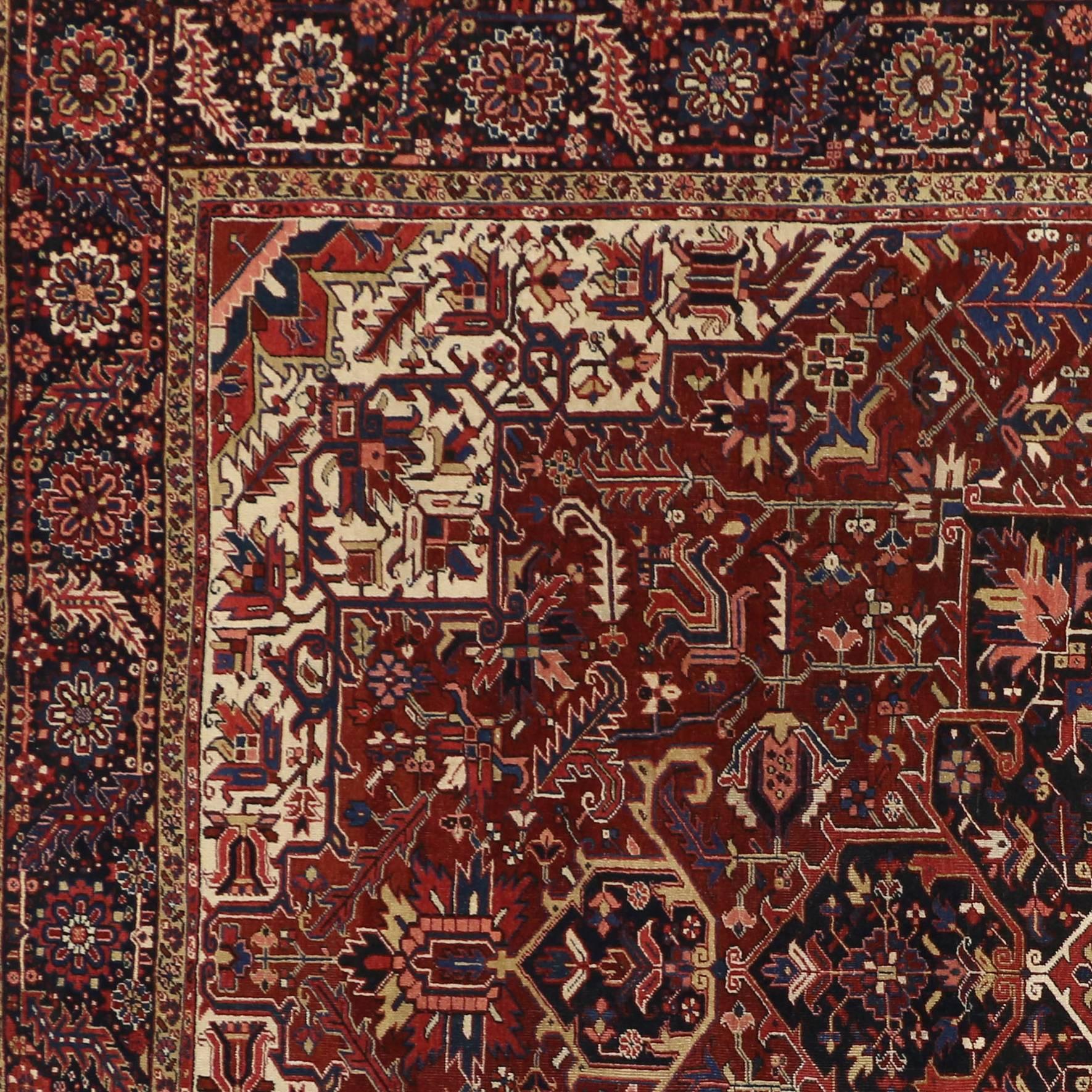 20th Century Antique Persian Heriz Rug with English Tudor Manor Style For Sale