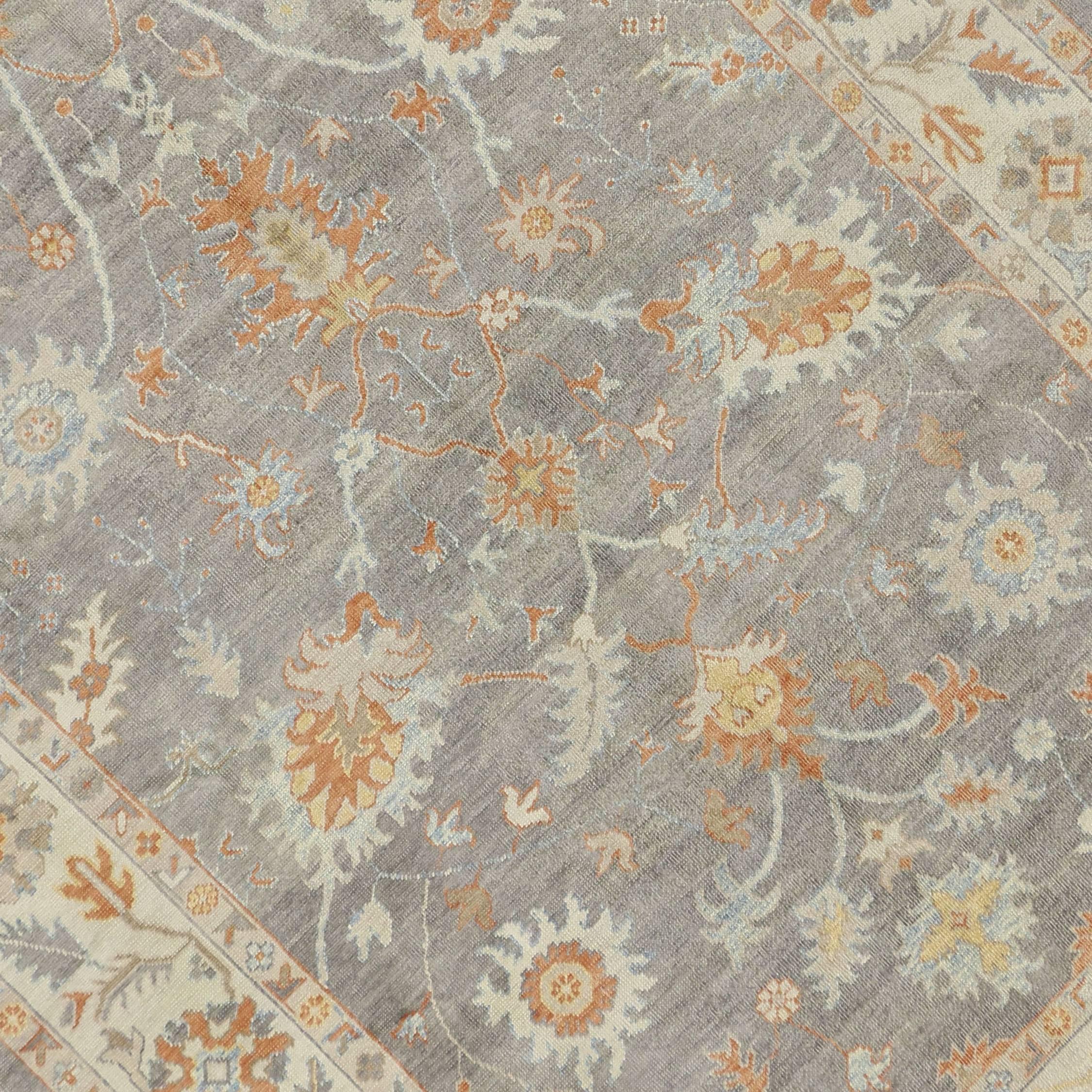 Hand-Knotted New Contemporary Turkish Oushak Carpet with Modern Style For Sale