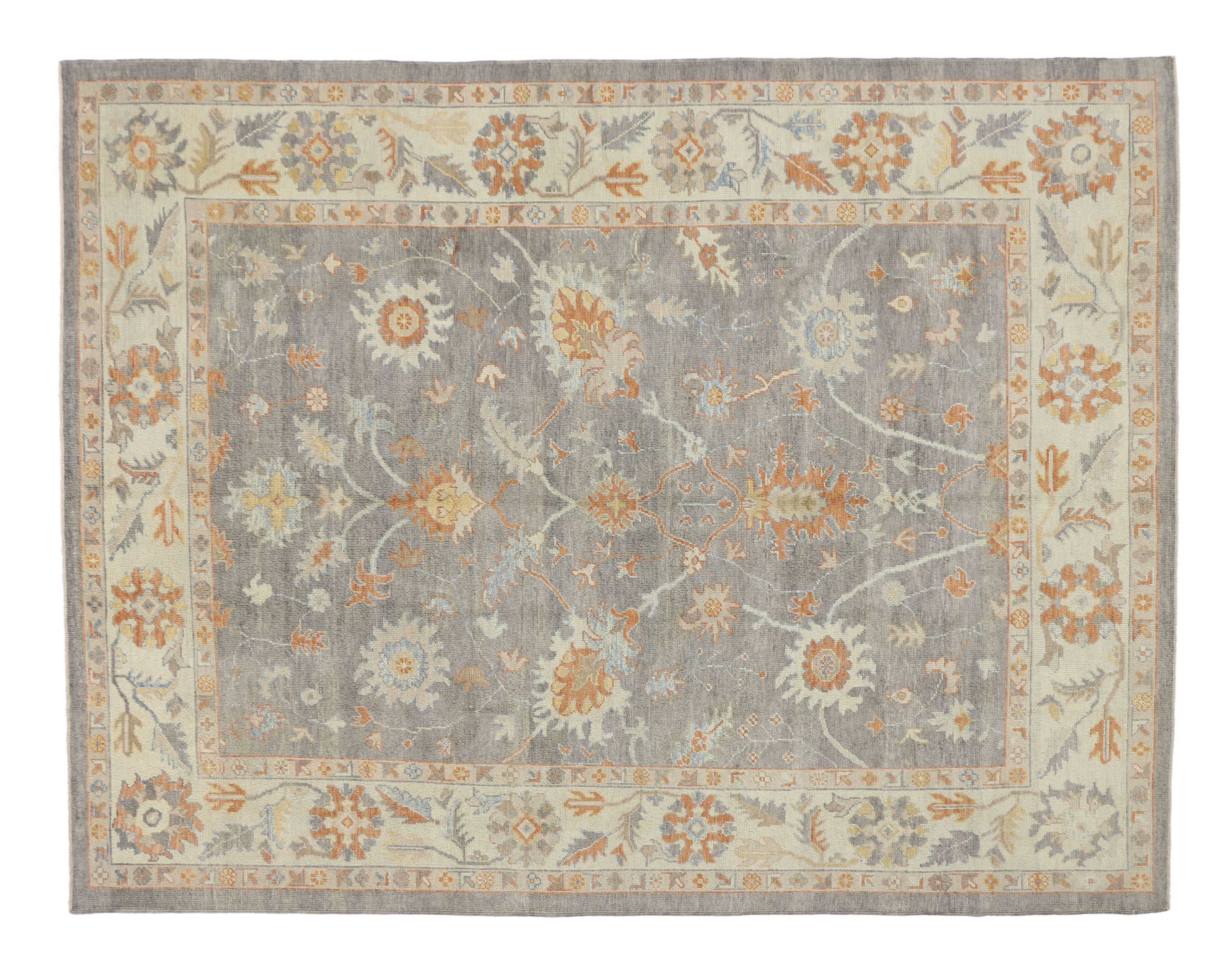 New Contemporary Turkish Oushak Carpet with Modern Style For Sale 1