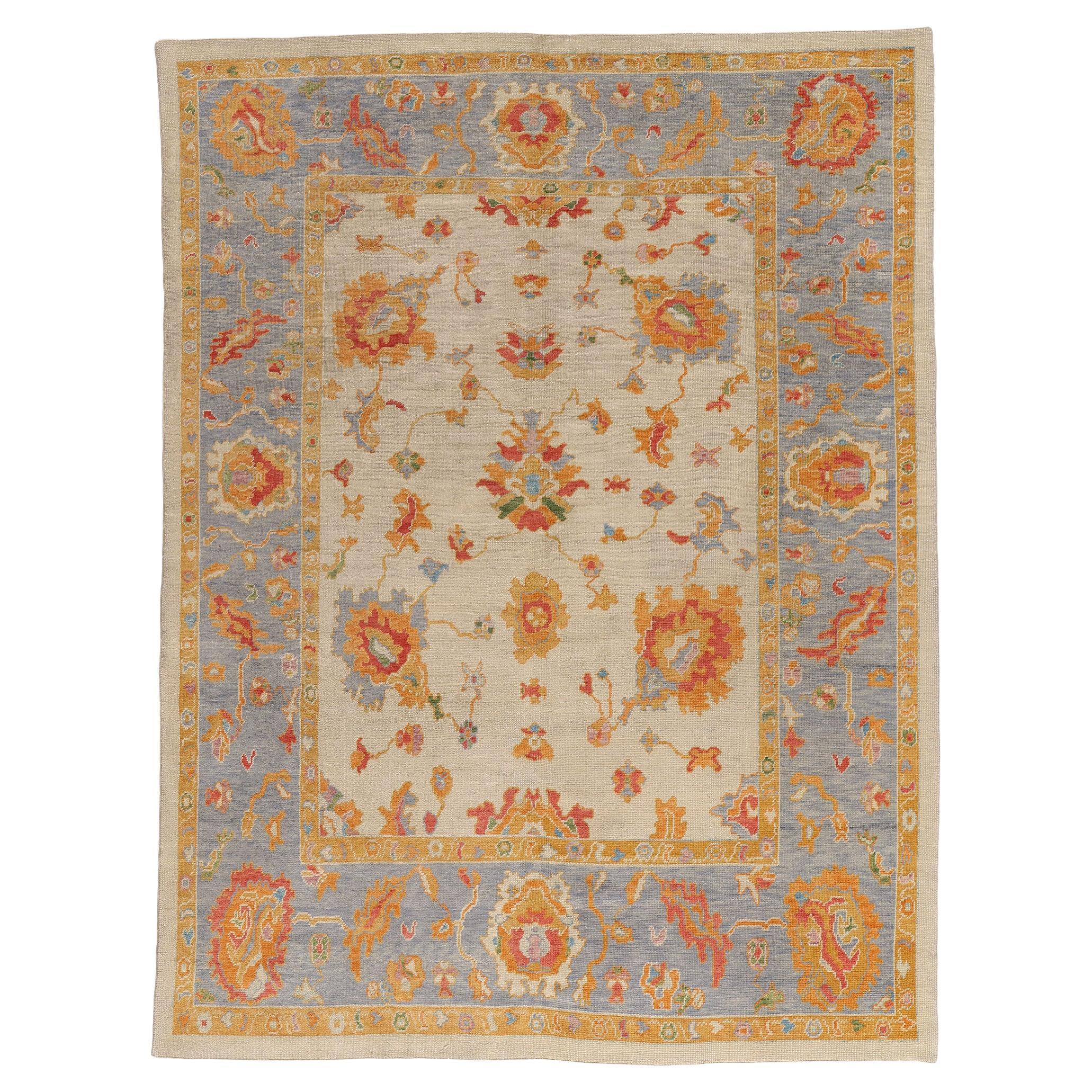New Contemporary Turkish Oushak Carpet with Transitional Style