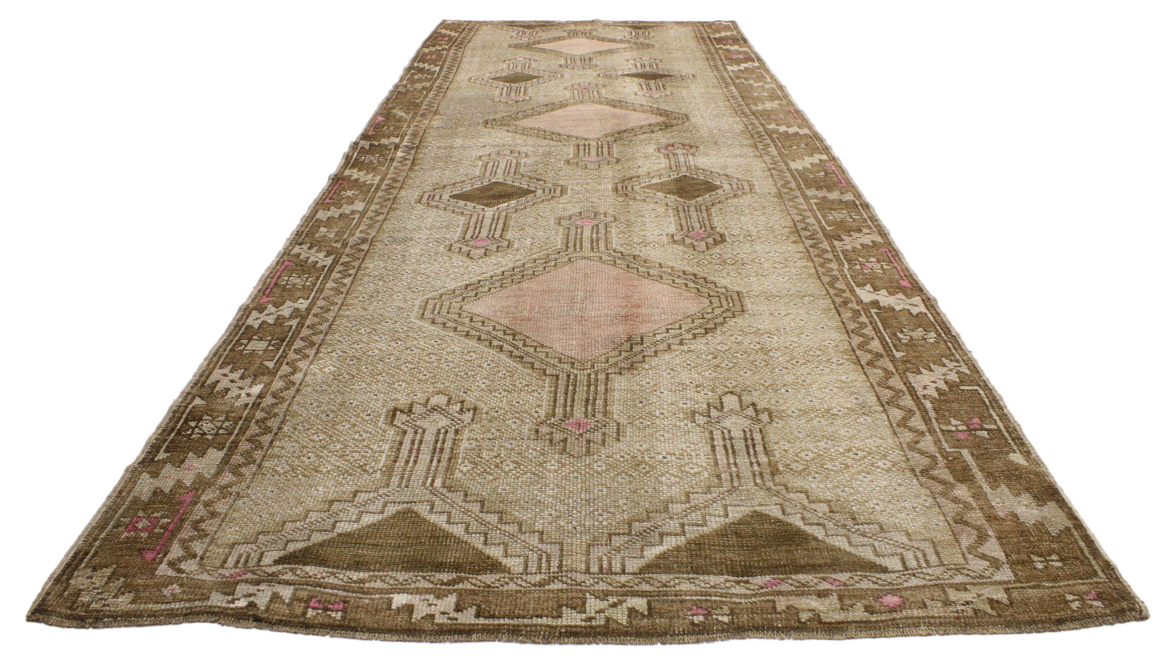 Vintage Turkish Kars Gallery Rug with Modern Bohemian Mission Style For Sale 4