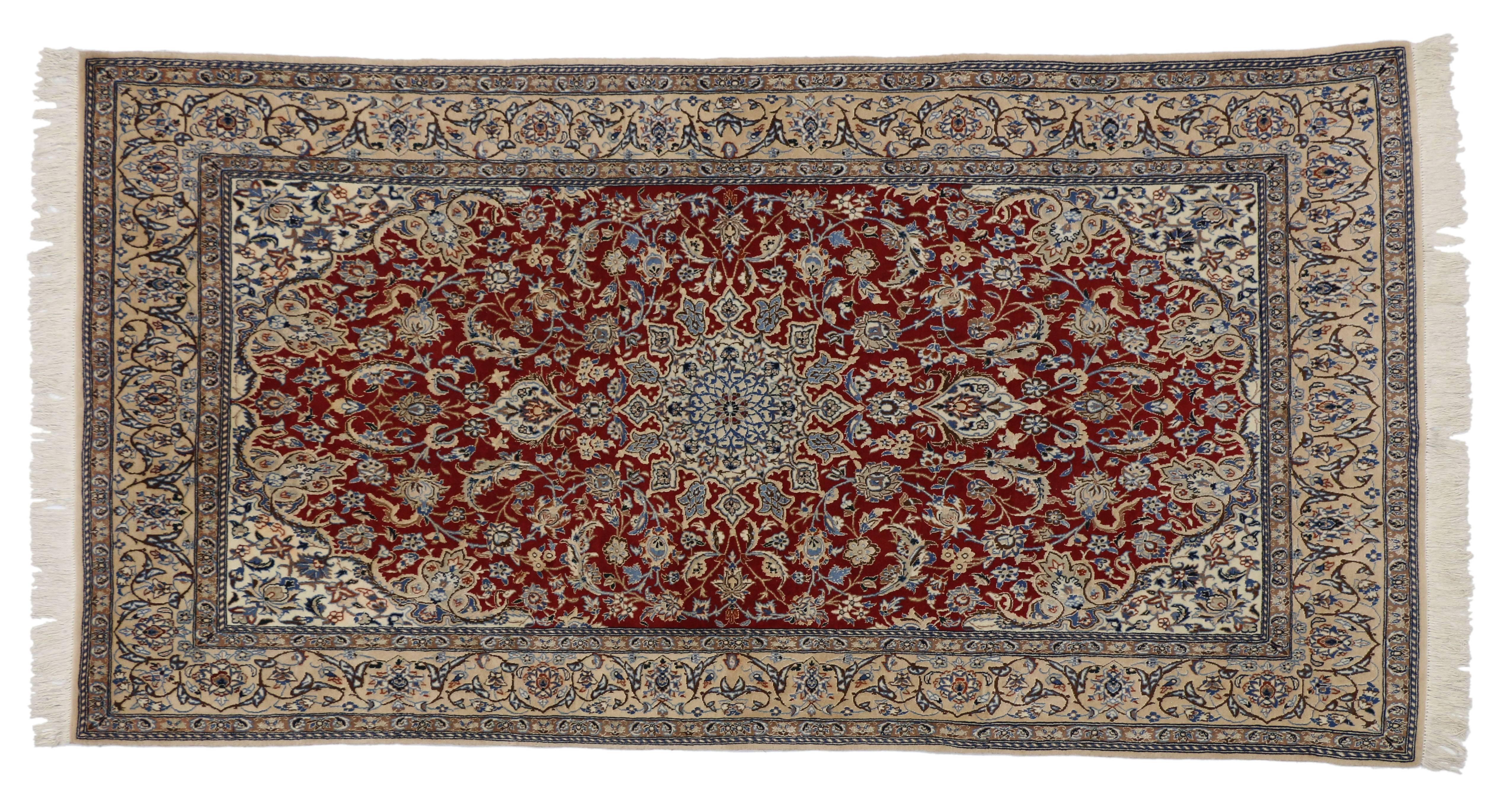 Hand-Knotted Vintage Persian Nain Rug with Traditional Style For Sale