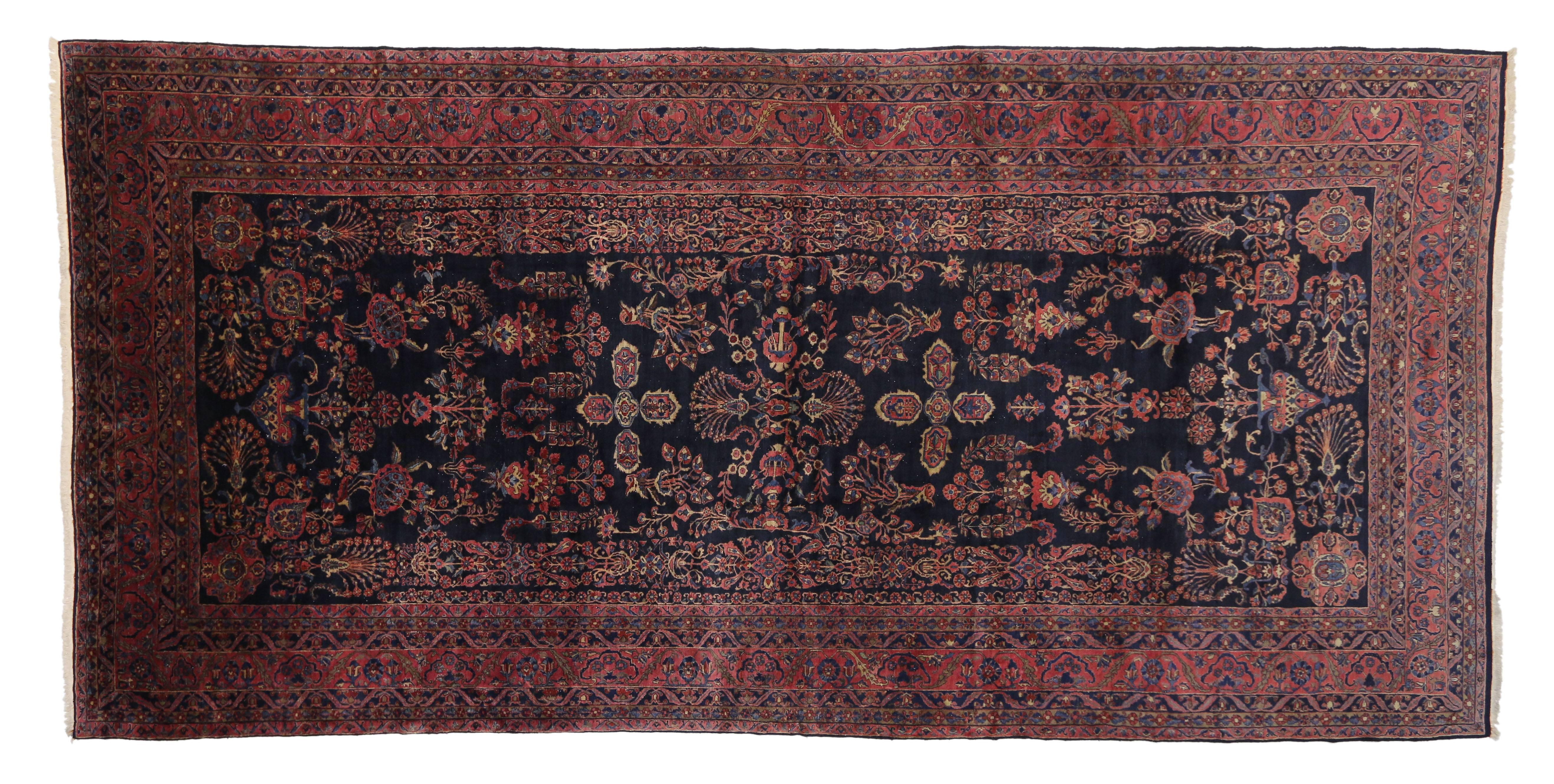 Hand-Knotted Antique Persian Sarouk Rug with Victorian Renaissance Style For Sale