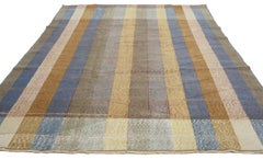 Distressed Vintage Turkish Sivas Striped Rug with Modern Rustic American Style