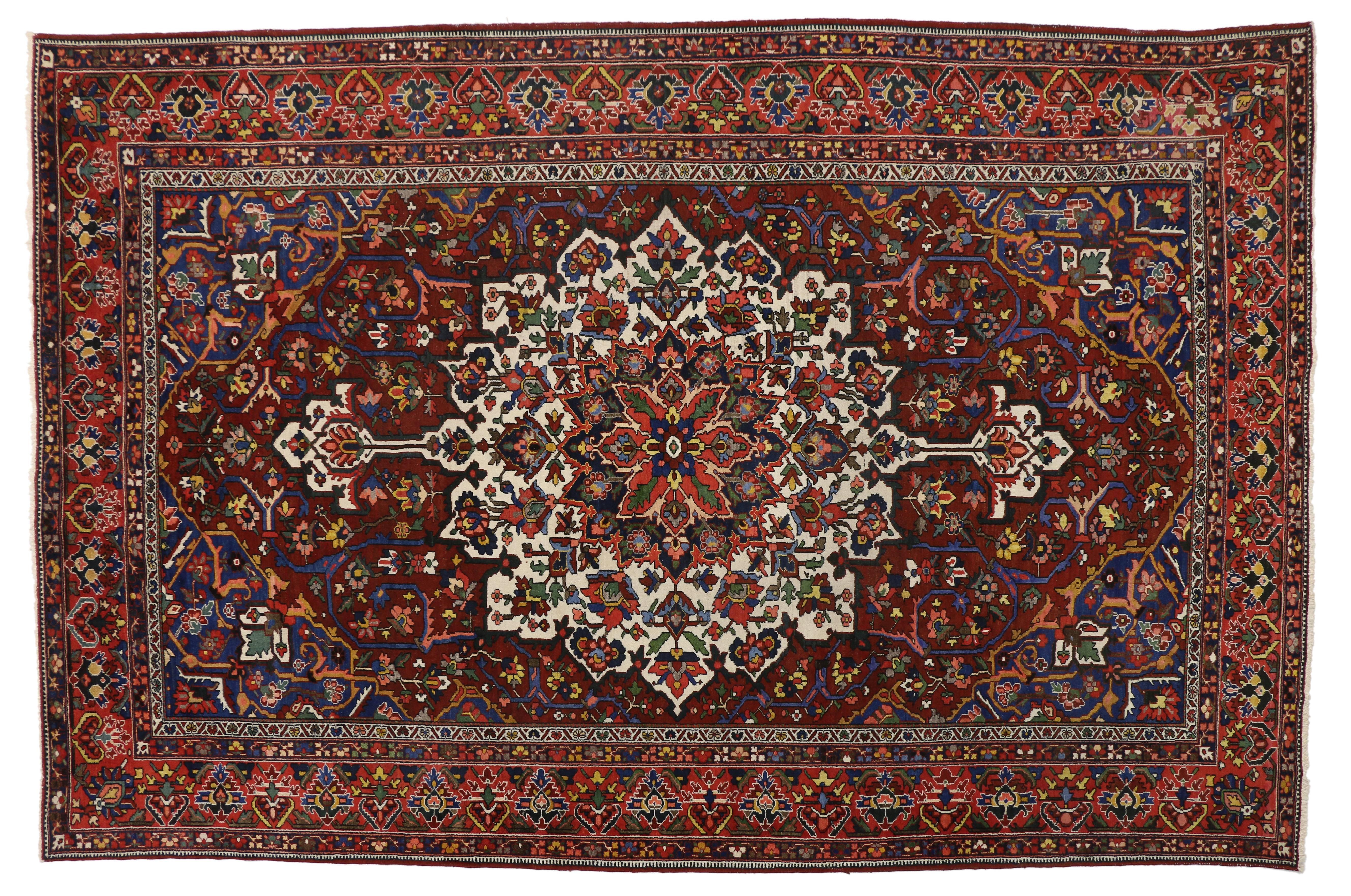 Tapis persan ancien Bakhtiari de style traditionnel et moderne Excellent état - En vente à Dallas, TX