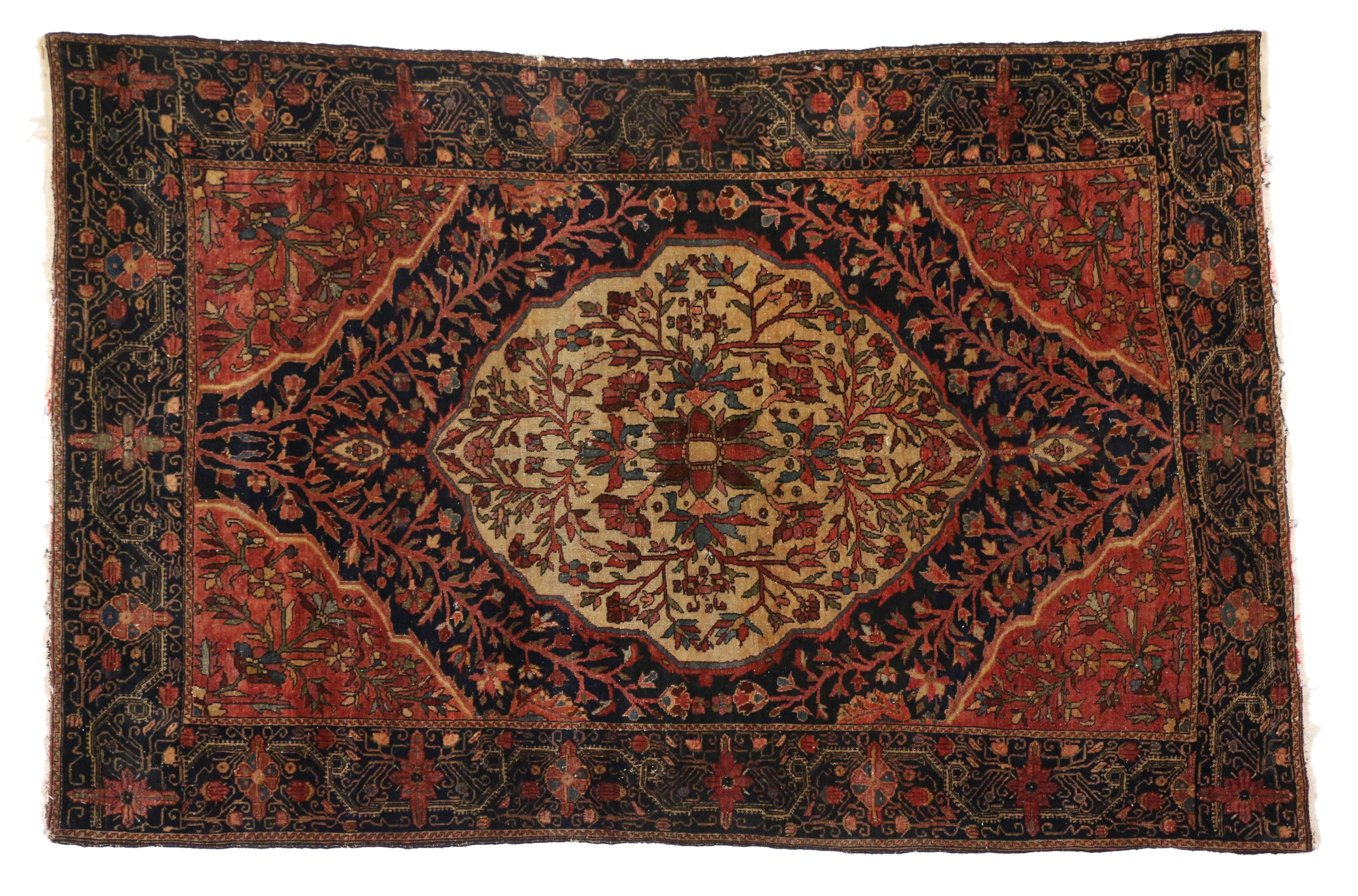 Hand-Knotted  Antique Persian Farahan Rug with Modern Traditional Style For Sale
