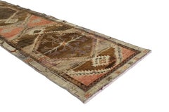 Vintage Turkish Oushak Runner with Mid-Century Modern Style