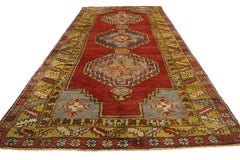 Vintage Turkish Oushak Runner with Modern Tribal Style, Wide Hallway Runner