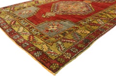 The Anatolian Trilogy: A Vintage Turkish Oushak Masterpiece of Tribal Heritage